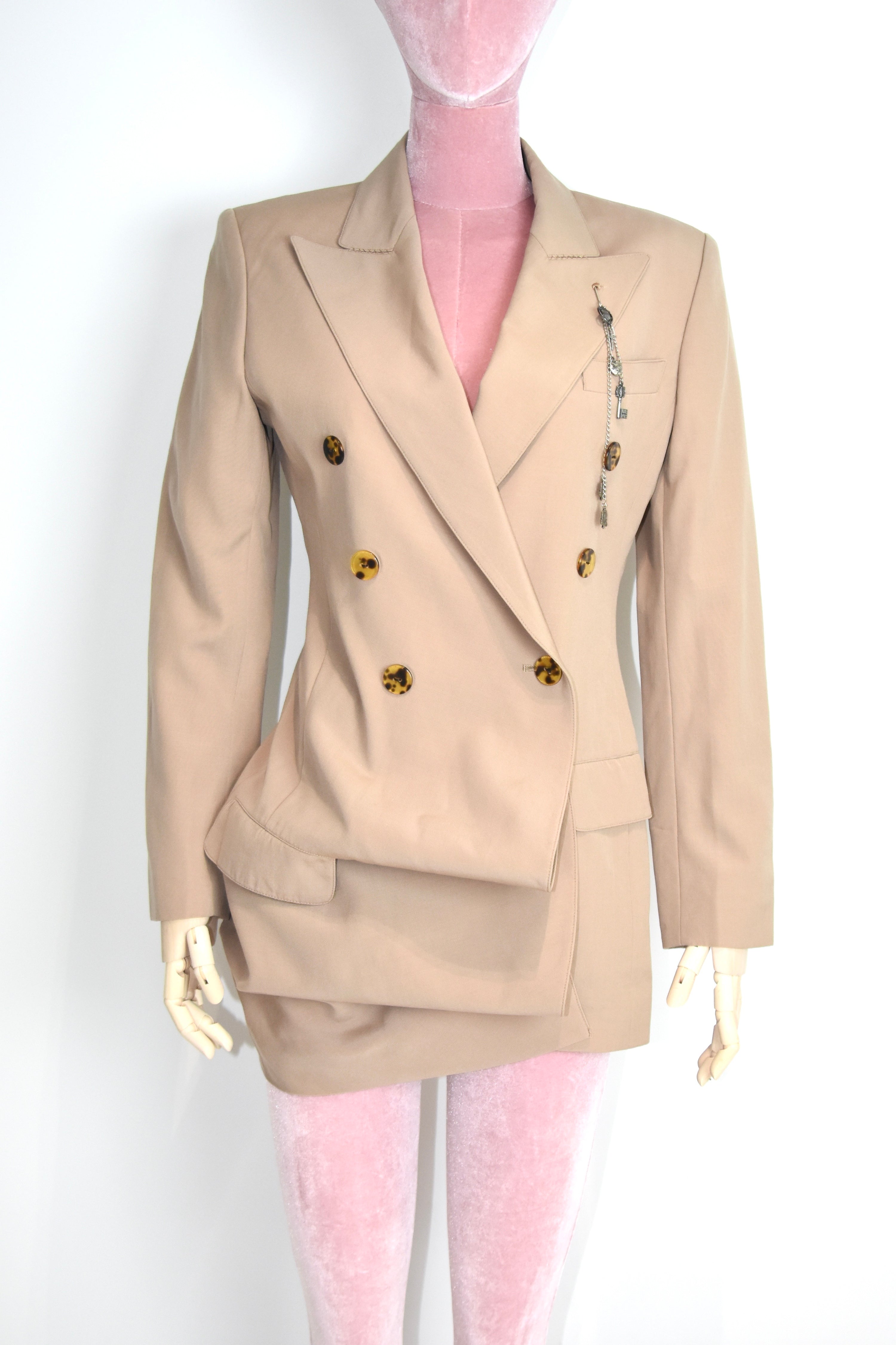 Jean Paul Gaultier Asymmetric Draped Blazer with Silver Pendant
