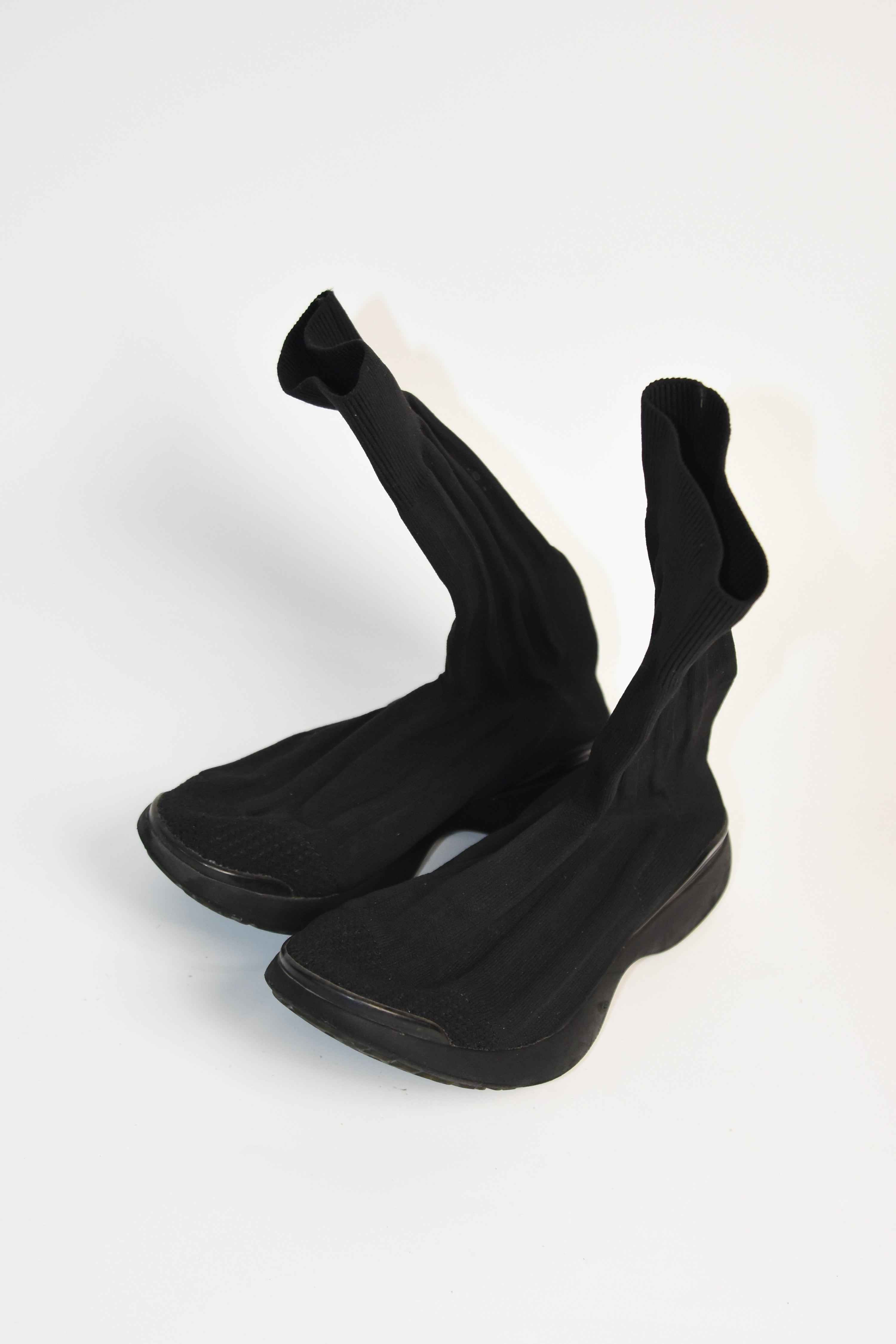 Acne Studios Sock Sneakers – Black Technical Knit High-Top Trainers (EU 37)