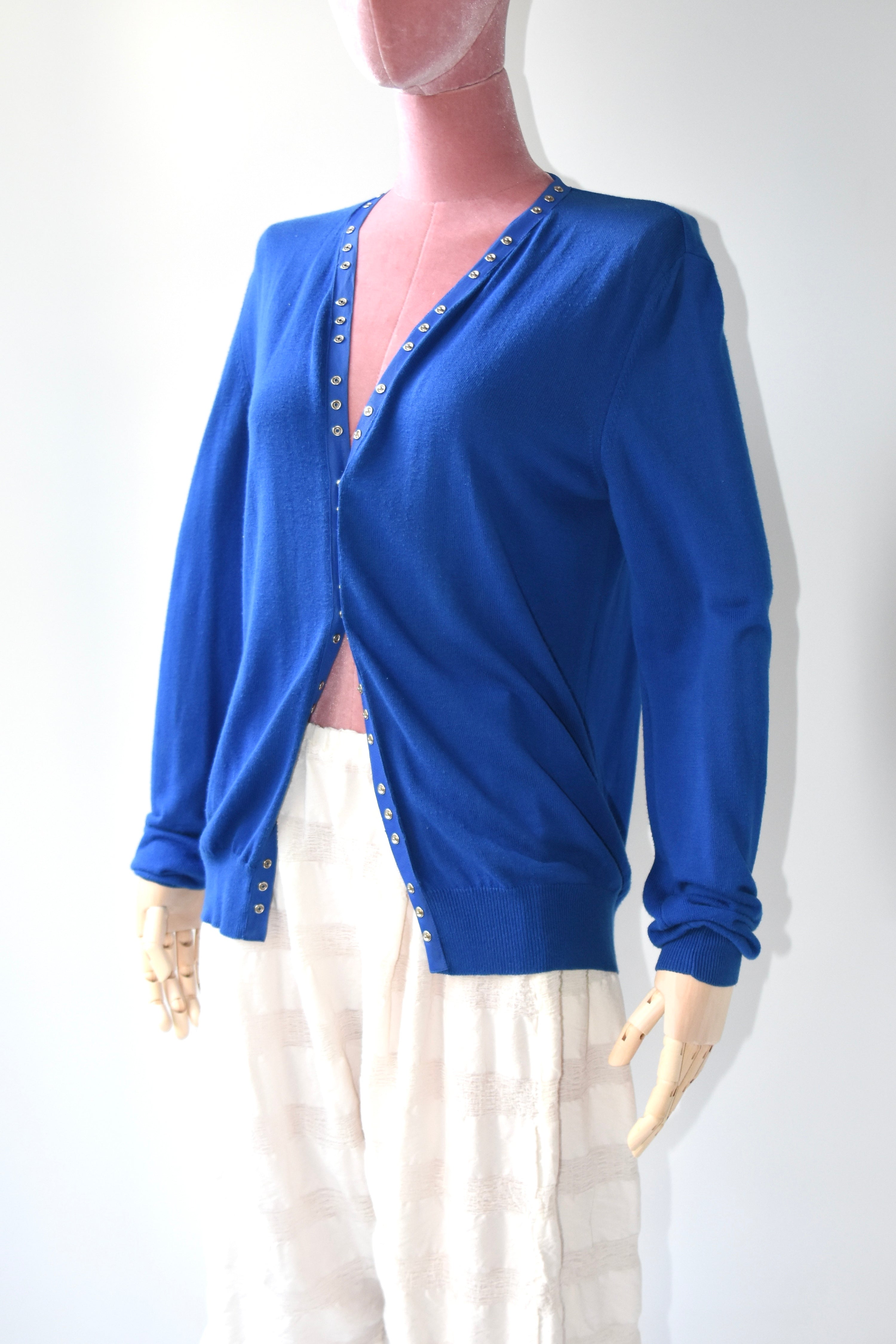 Maison Margiela Multi-Snap Blue Knit Cardigan