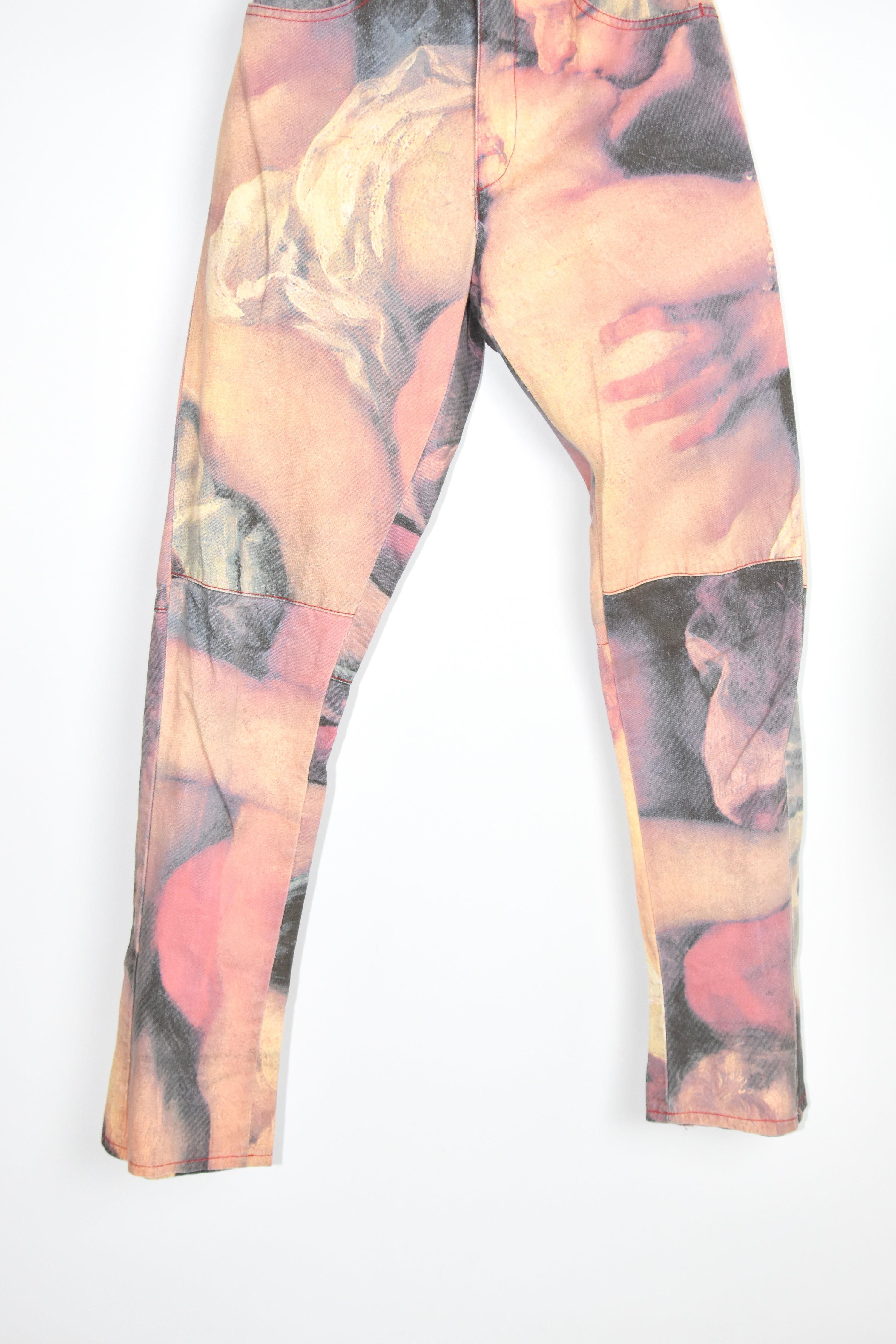 Vivienne Westwood Renaissance Printed Flared Jeans (Erotic Classicism in Painterly Distortion)