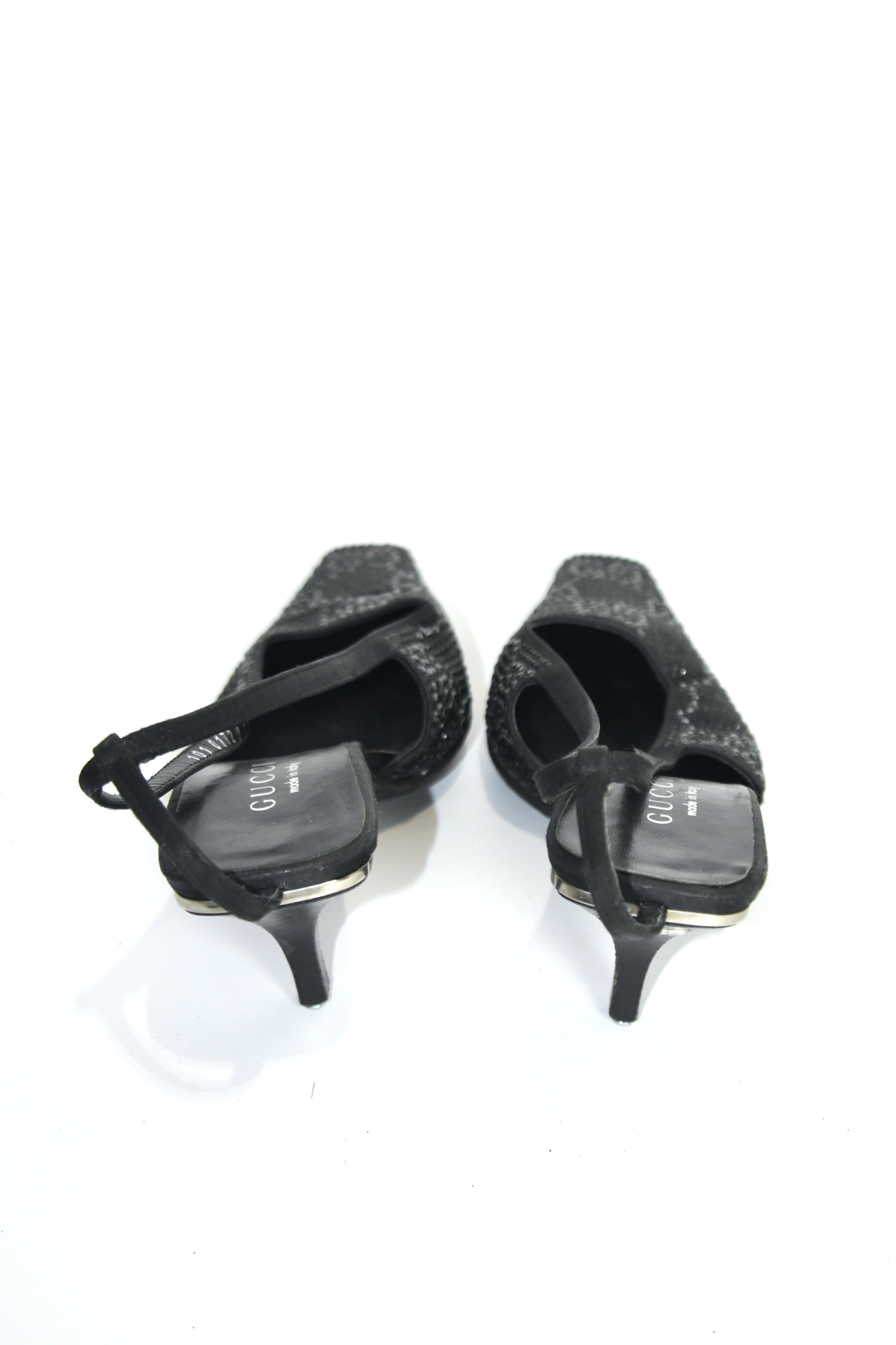 Gucci S/S 1998 Swarovski Crystal GG Slingback Heels