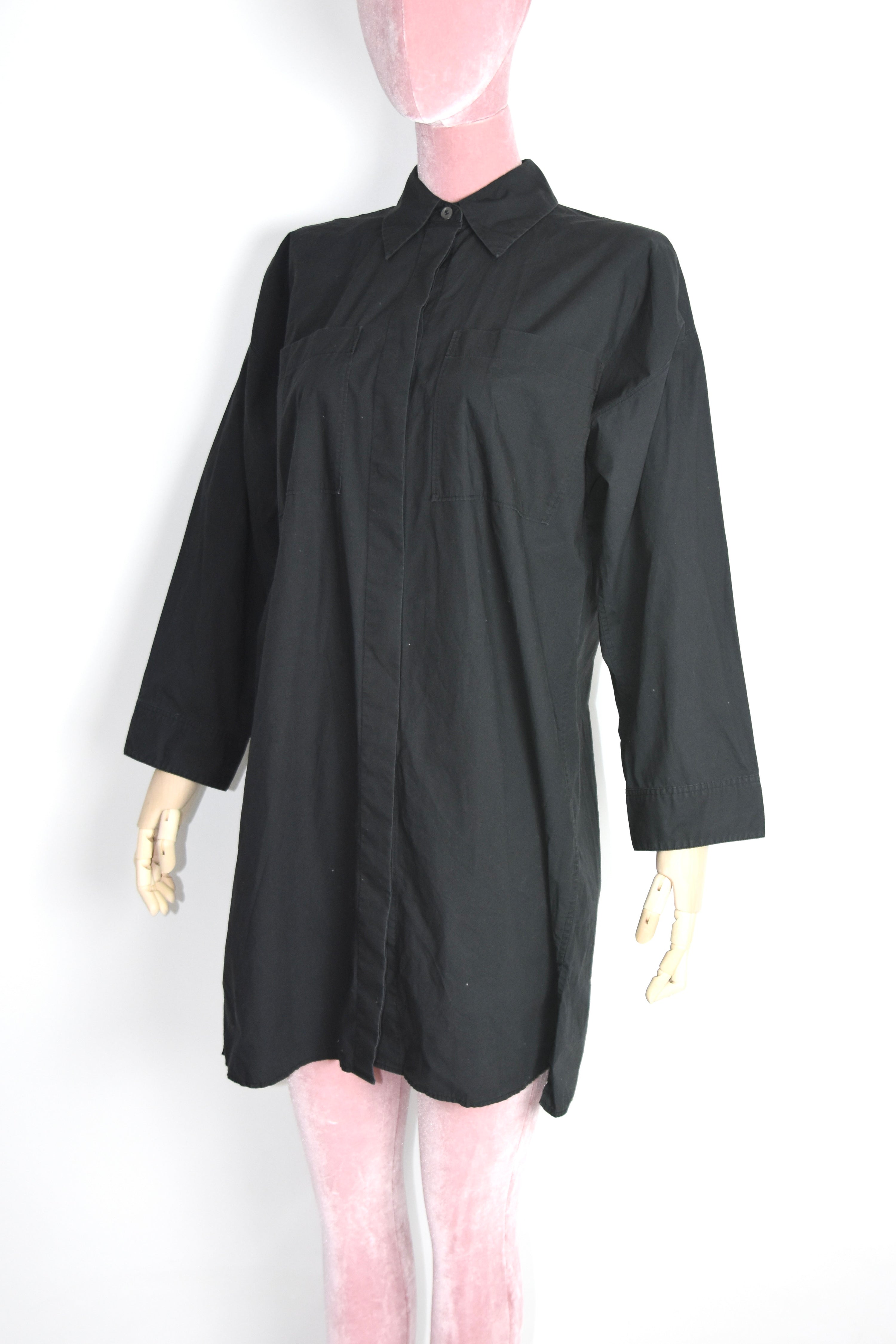 Acne Studios “JACUI POP” Black Long Cotton Shirt Dress – Minimalist Scandinavian Design (PSS18)
