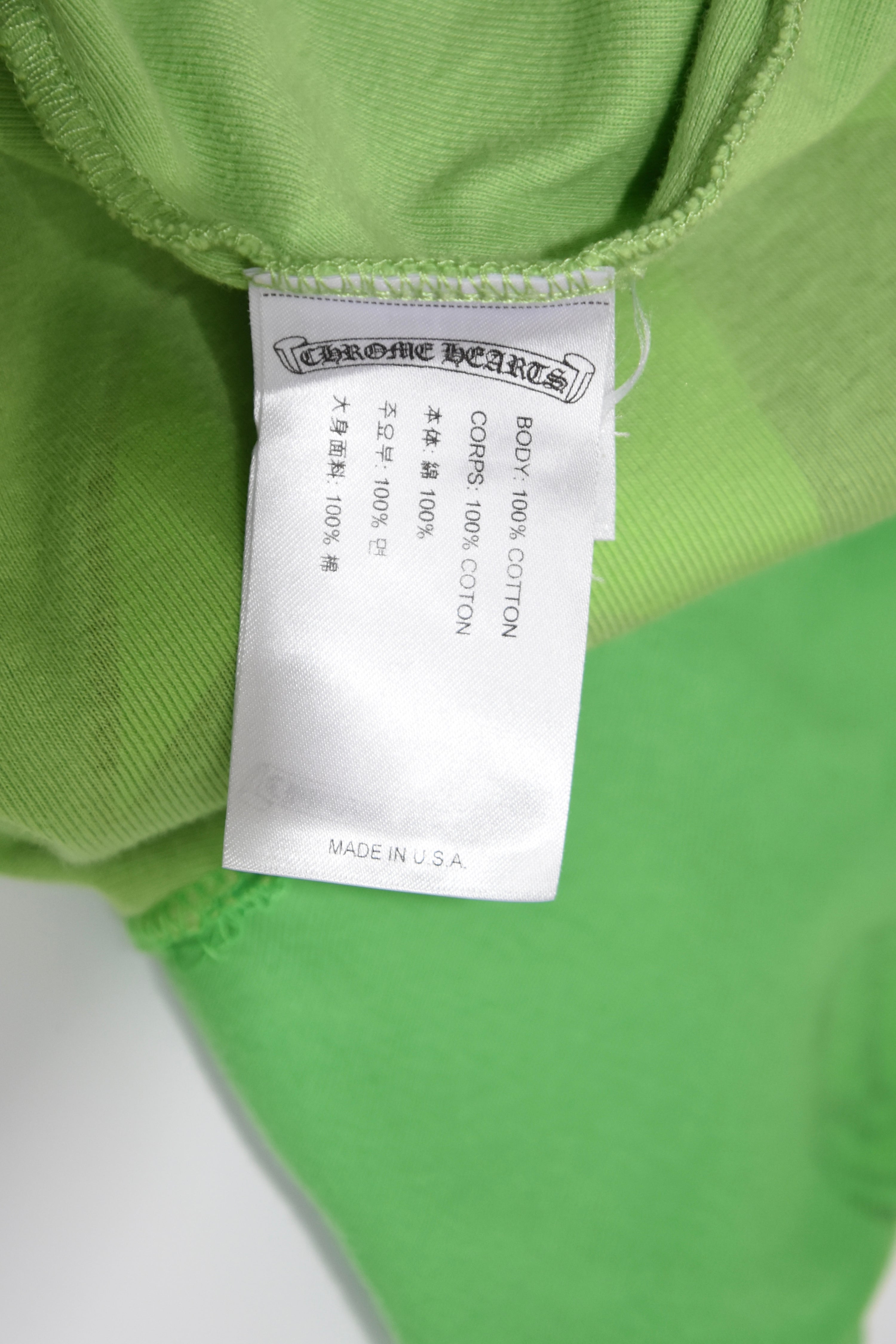 Chrome Hearts Neon Green Graphic Baby Tee – Y2K Smiley Face Print Cotton T-Shirt