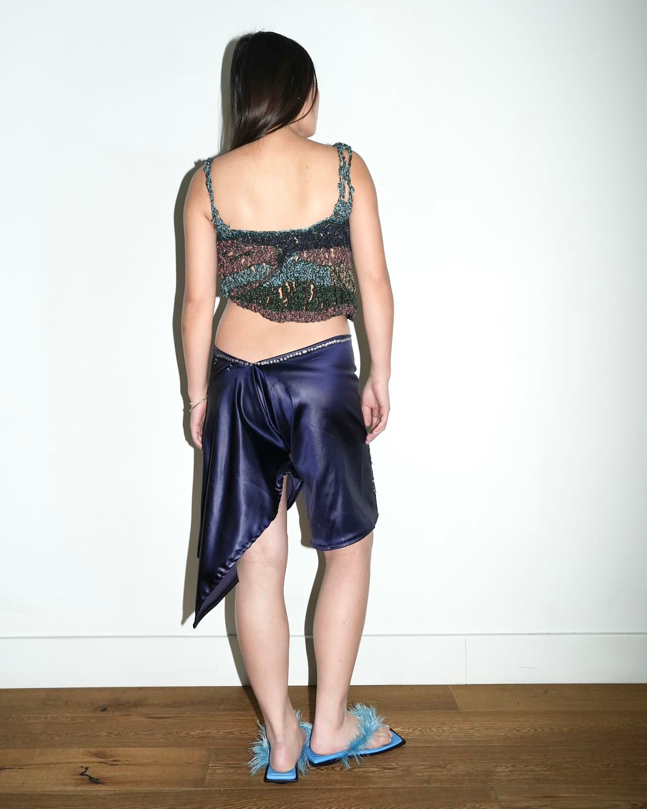 YAONOVA Asymmetric Silk Skirt-Pant with Ceramic Buttons