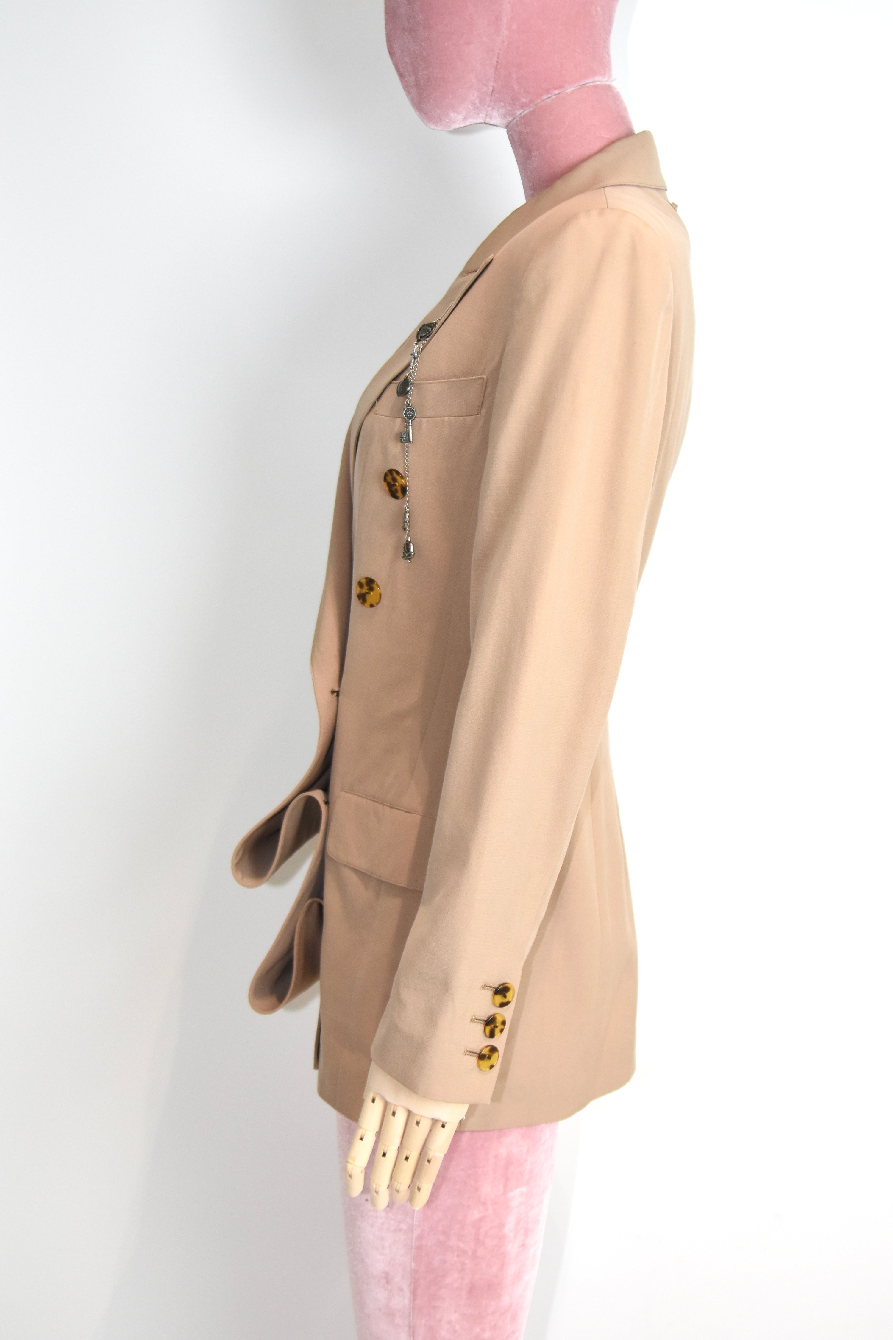 Jean Paul Gaultier Asymmetric Draped Blazer with Silver Pendant