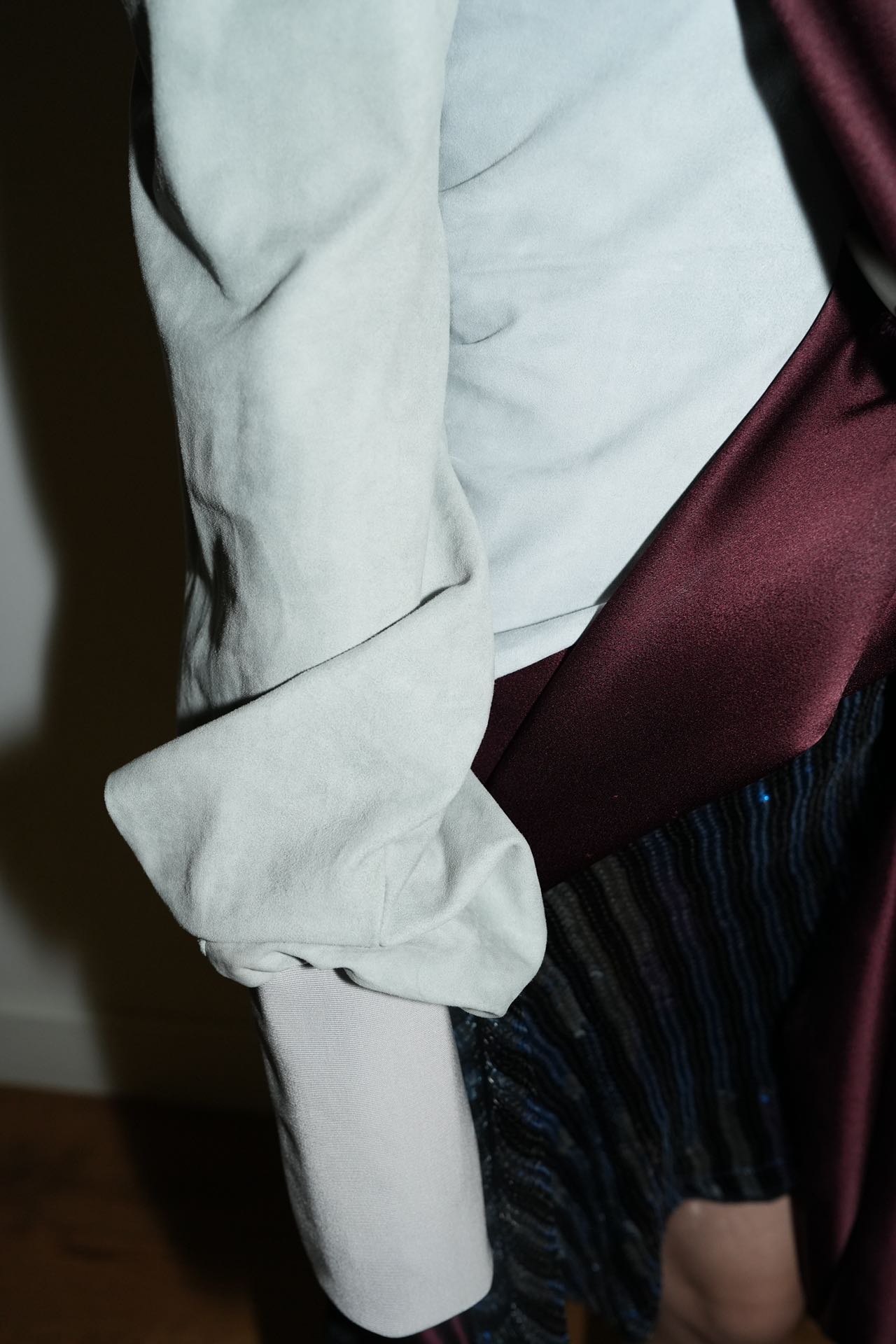 YAONOVA Mist-Blue Sculptural Draped Jacket