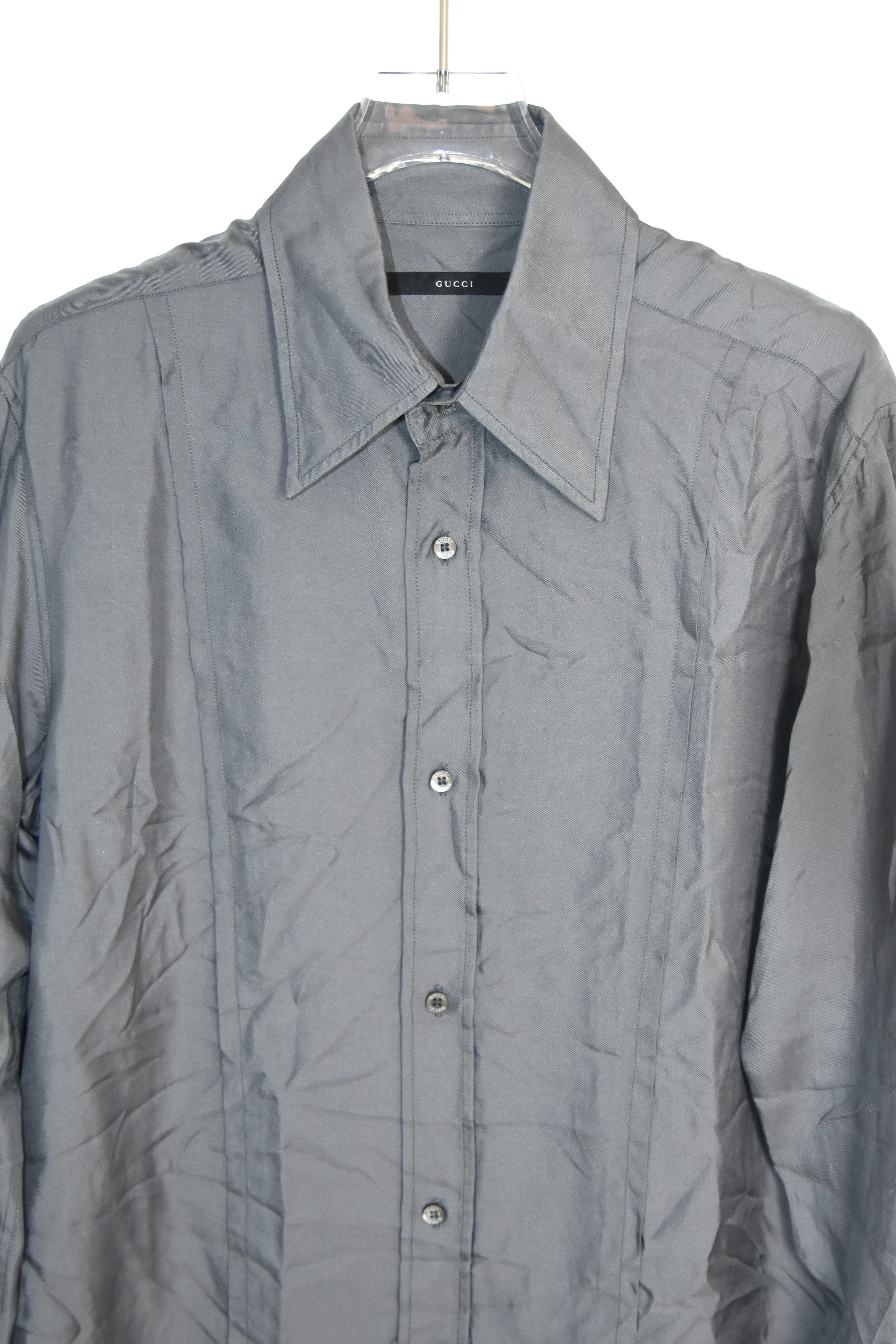 Gucci by Tom Ford 1990s–Early 2000s Grey Silk Tailored Shirt – Archive Minimalist Runway Era Piece
