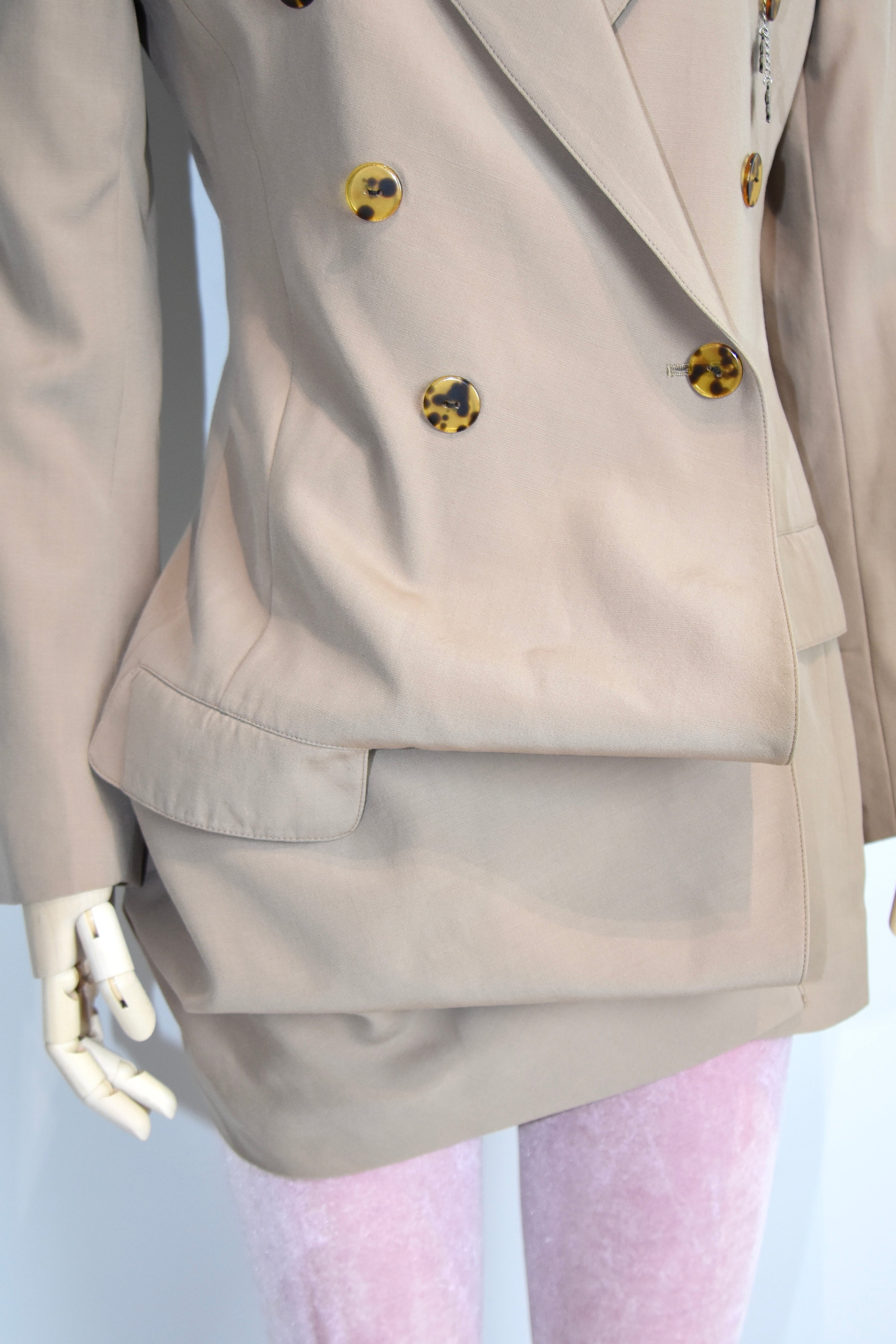 Jean Paul Gaultier Asymmetric Draped Blazer with Silver Pendant