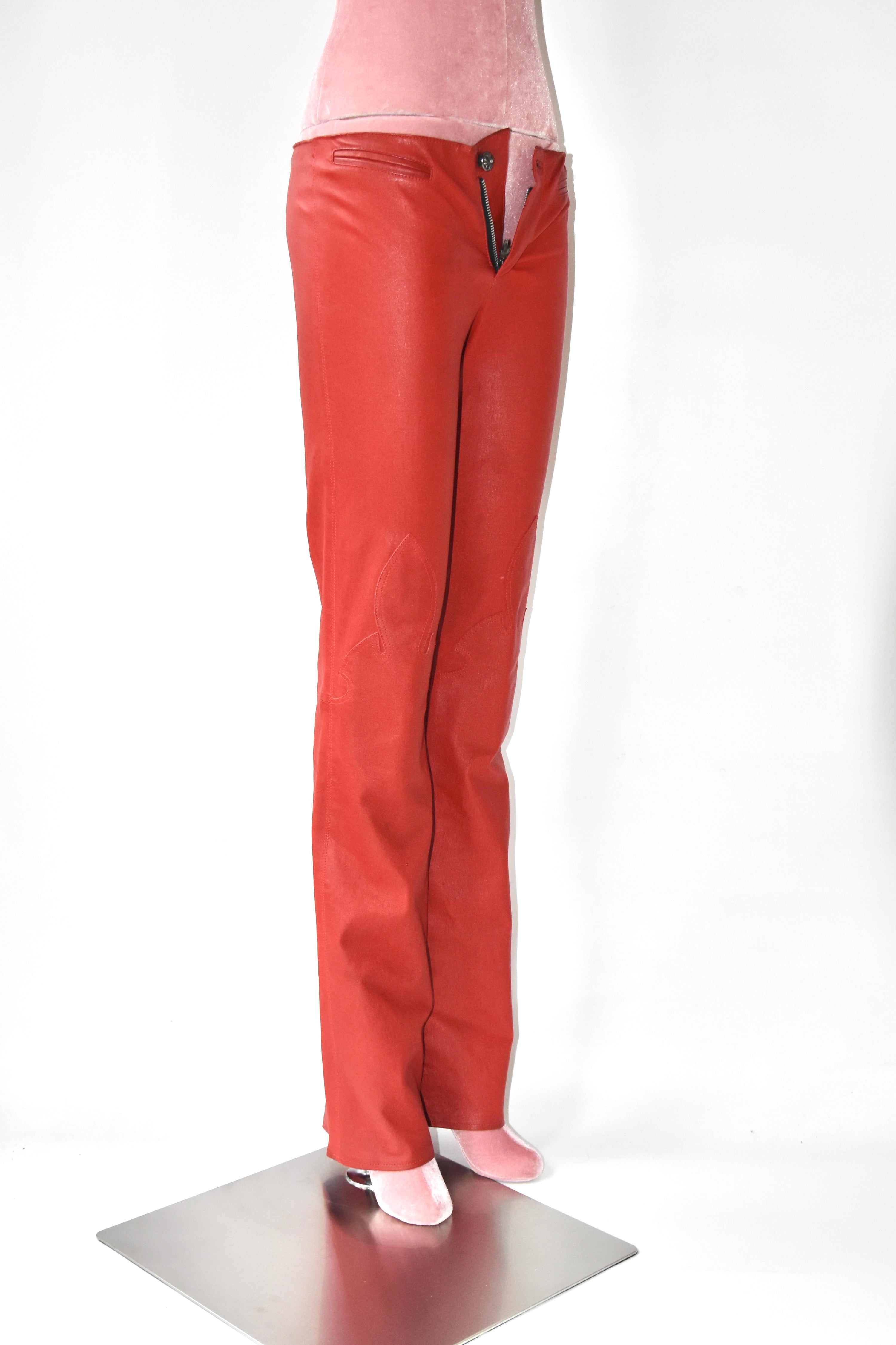 Chrome Hearts Ultra-Rare Red Full Leather Pants