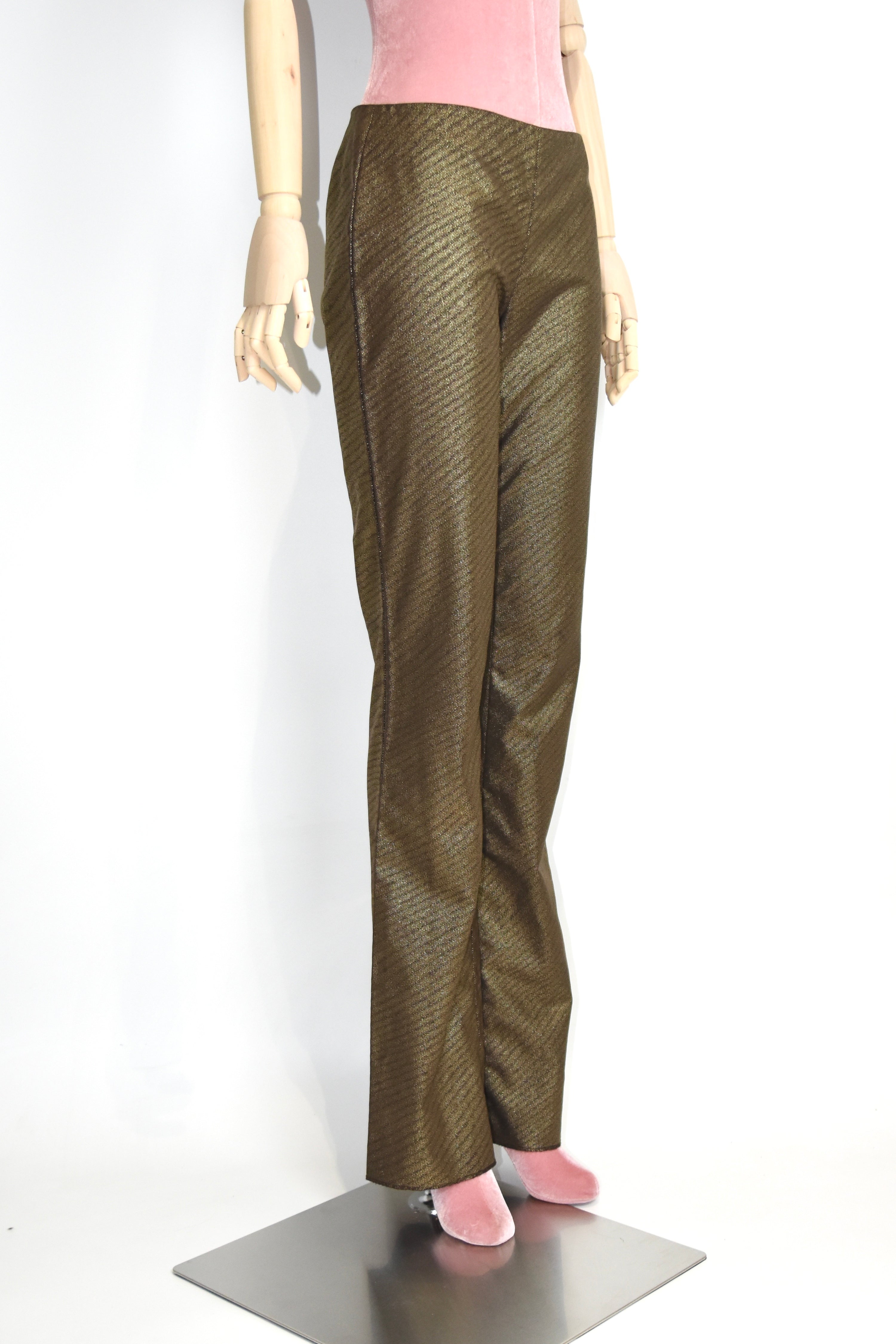 Versace Gold Metallic Straight-Leg Trousers