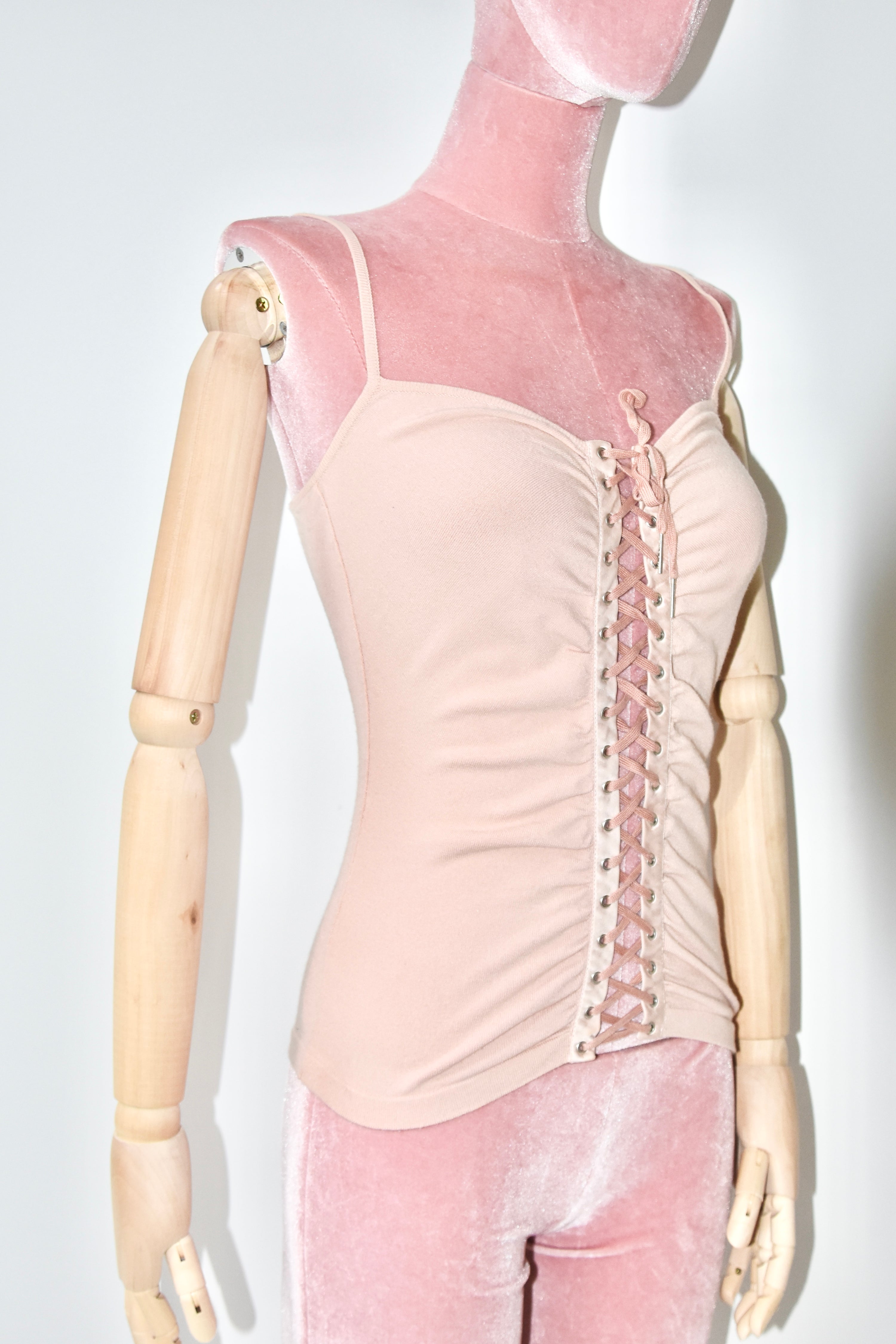 Dolce & Gabbana Lace-Up Corset-Front Jersey Top