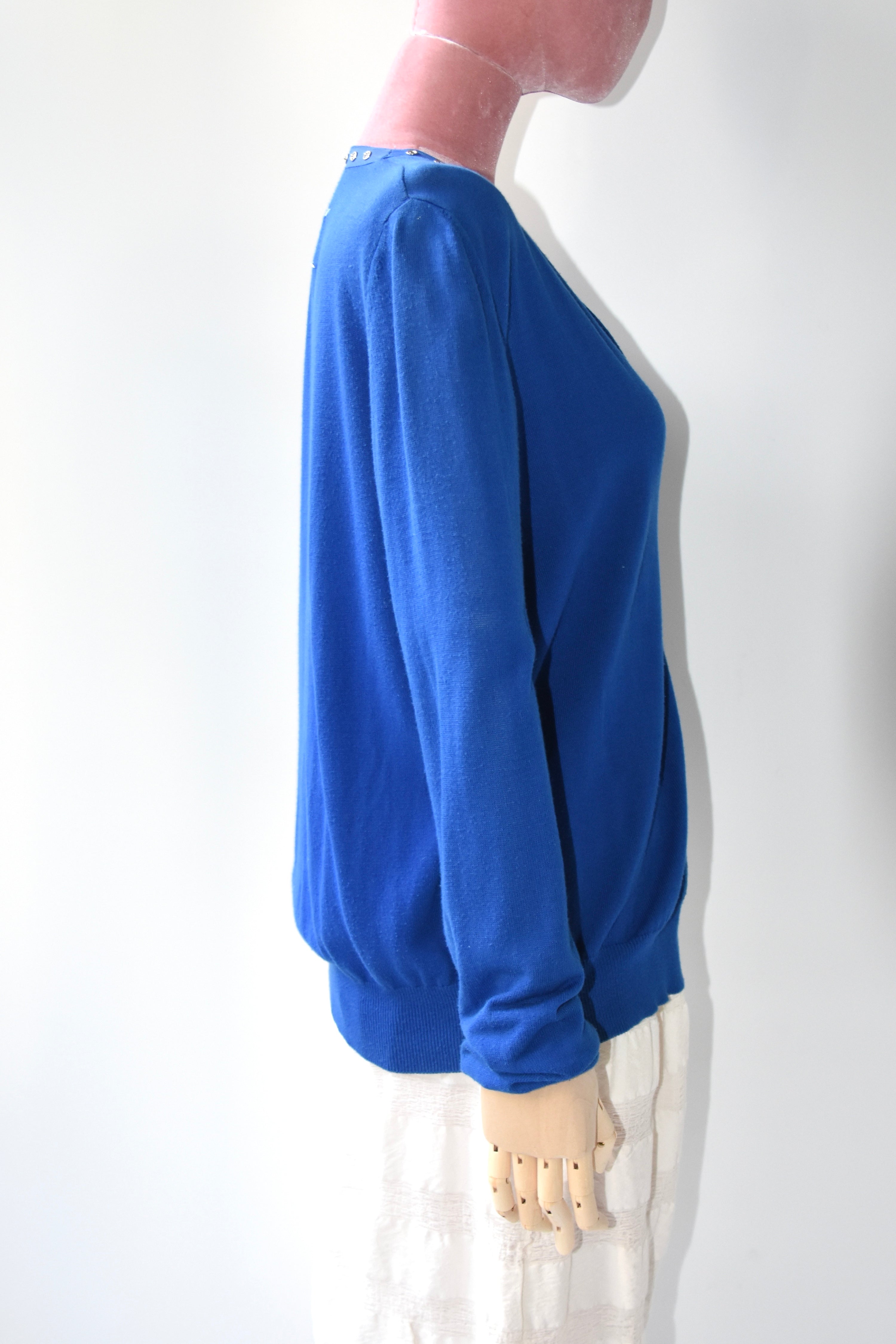 Maison Margiela Multi-Snap Blue Knit Cardigan