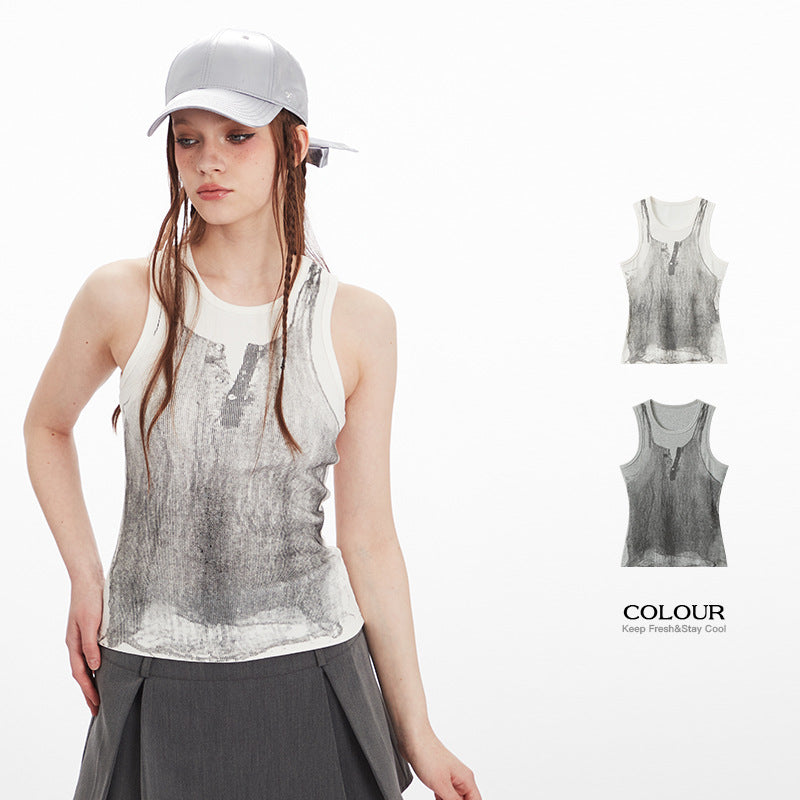 Fun Printed Tank Top Fashion Strap Slim Fit Top