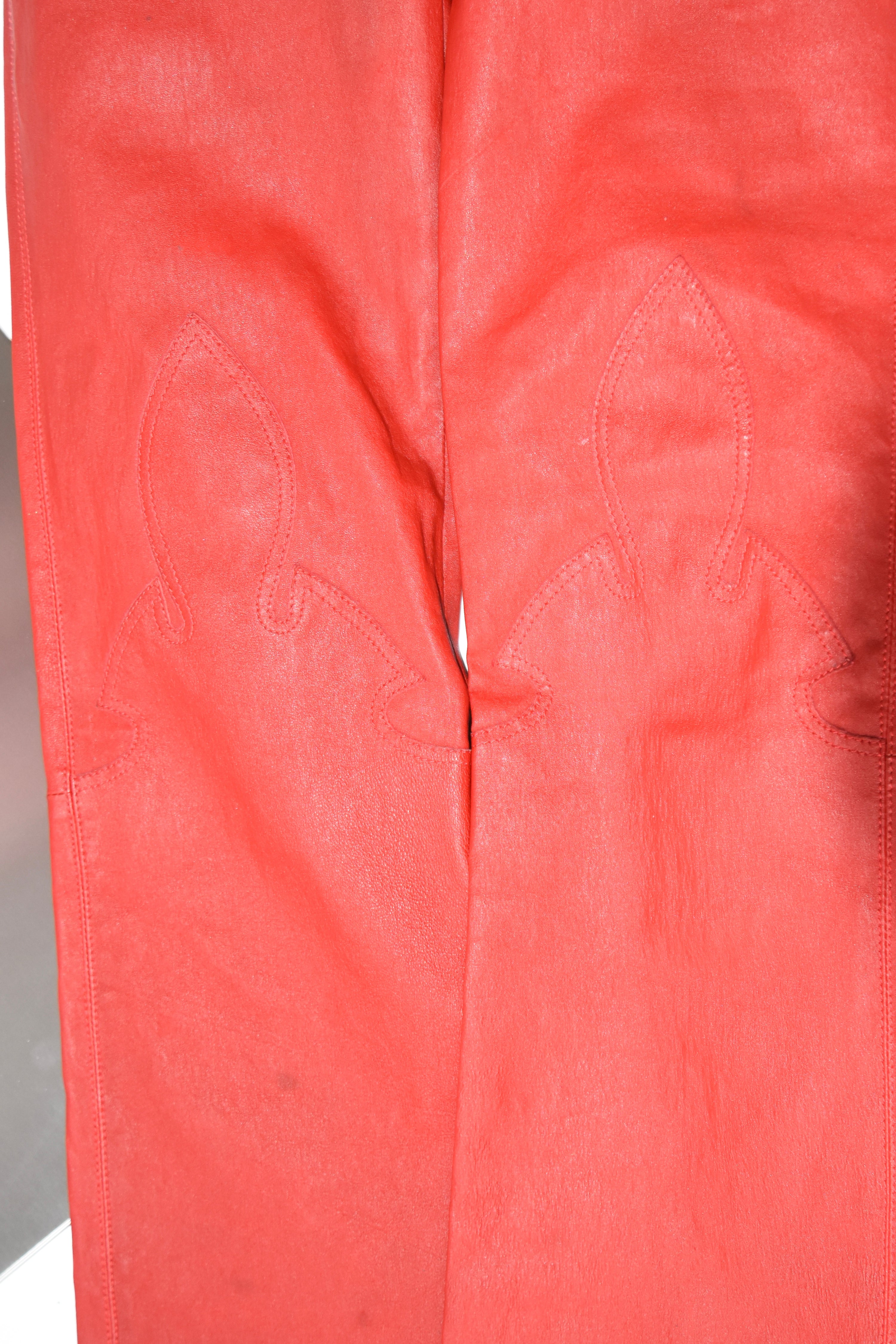 Chrome Hearts Ultra-Rare Red Full Leather Pants