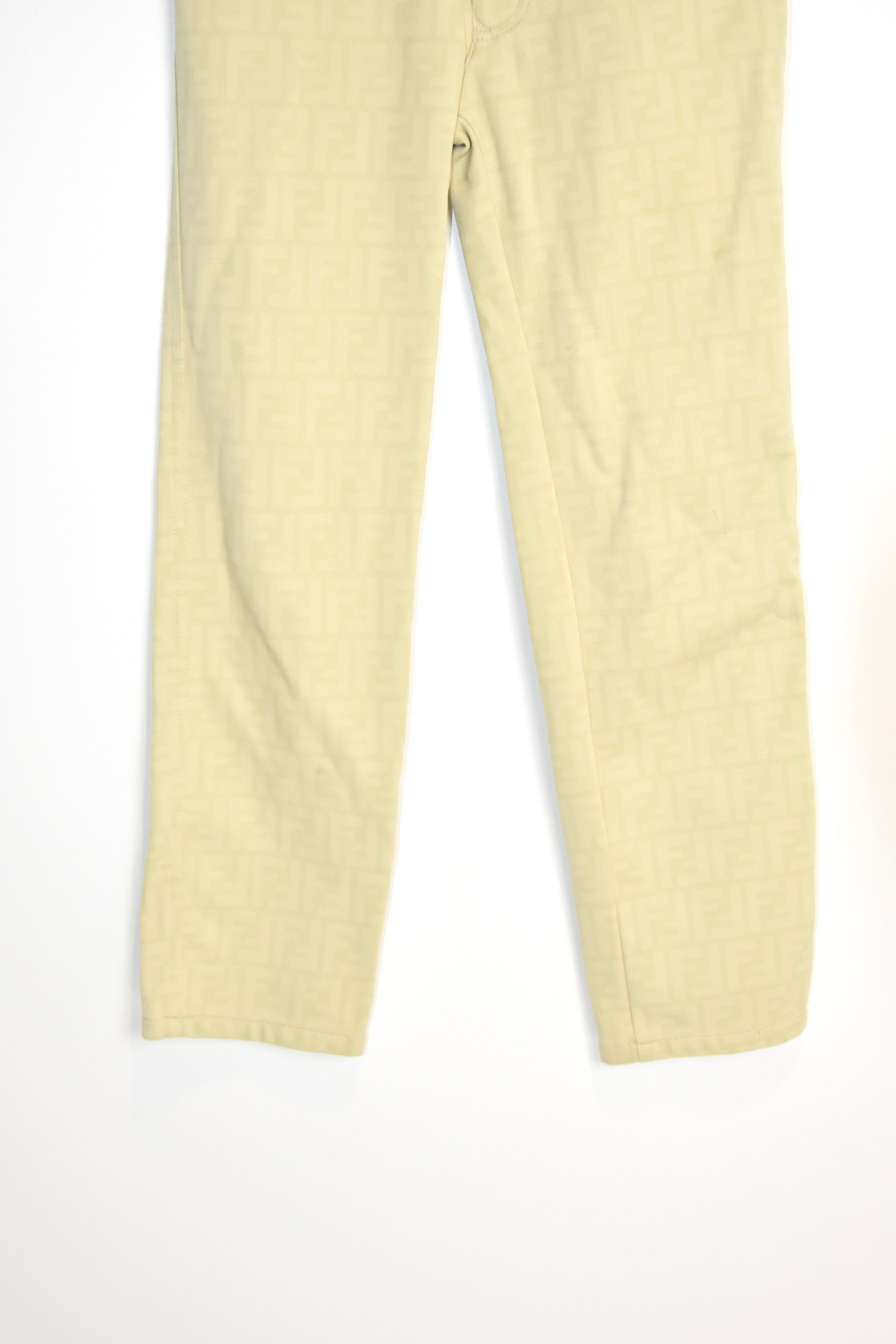FENDI Vintage FF Monogram Jacquard Pants – Beige – Women’s W29 – Made in Italy（Early 2000s / Straight Fit）