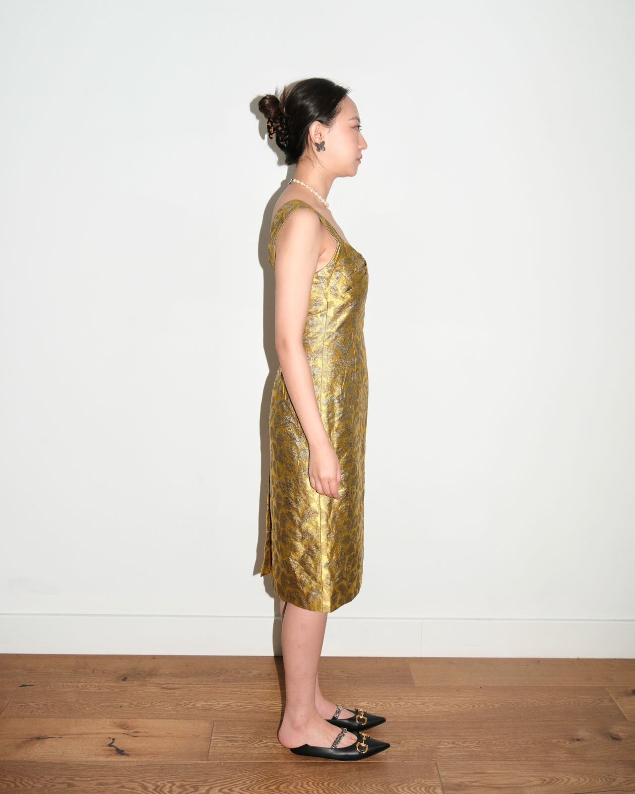 Prada Gold Brocade Sculptural Dress