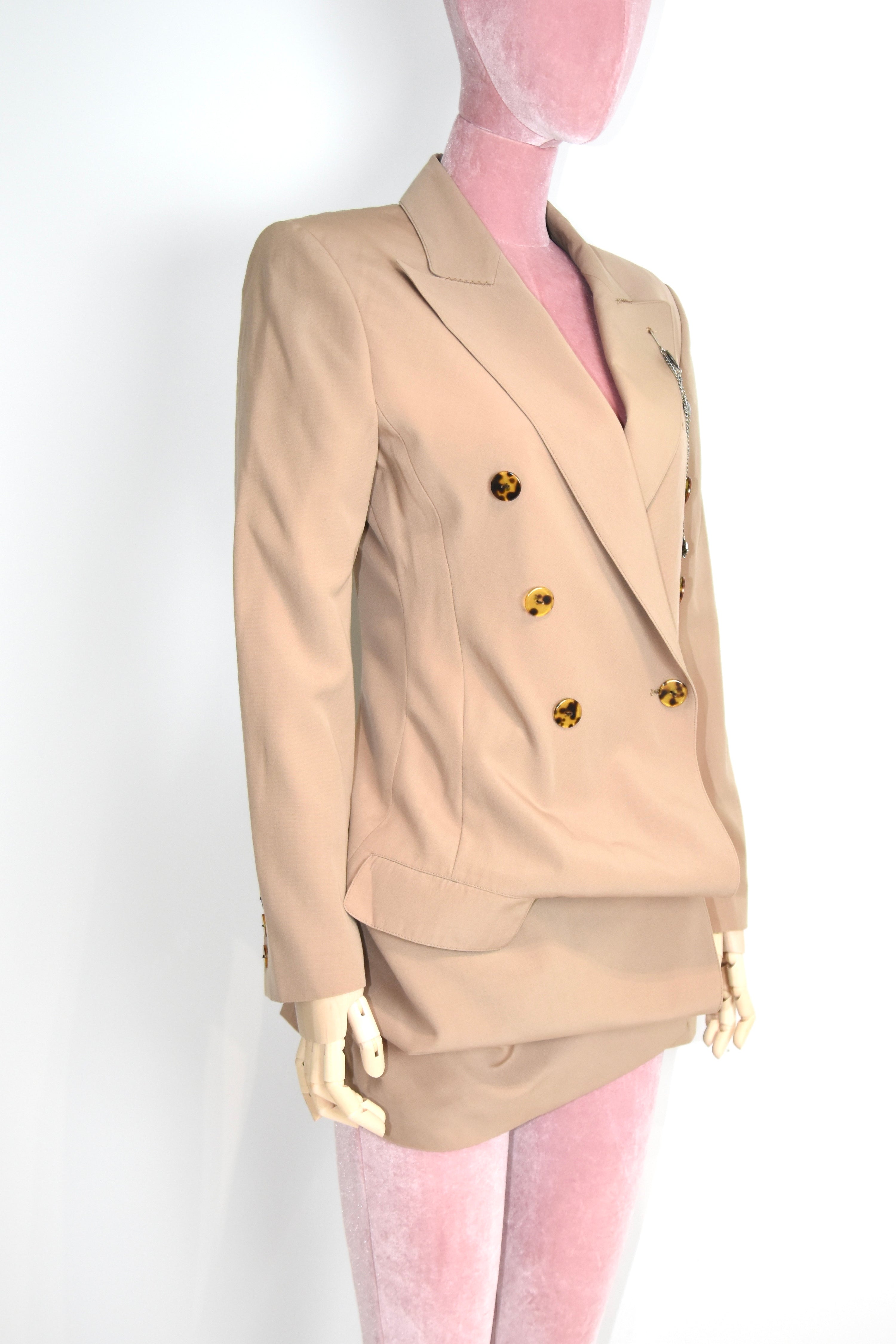 Jean Paul Gaultier Asymmetric Draped Blazer with Silver Pendant