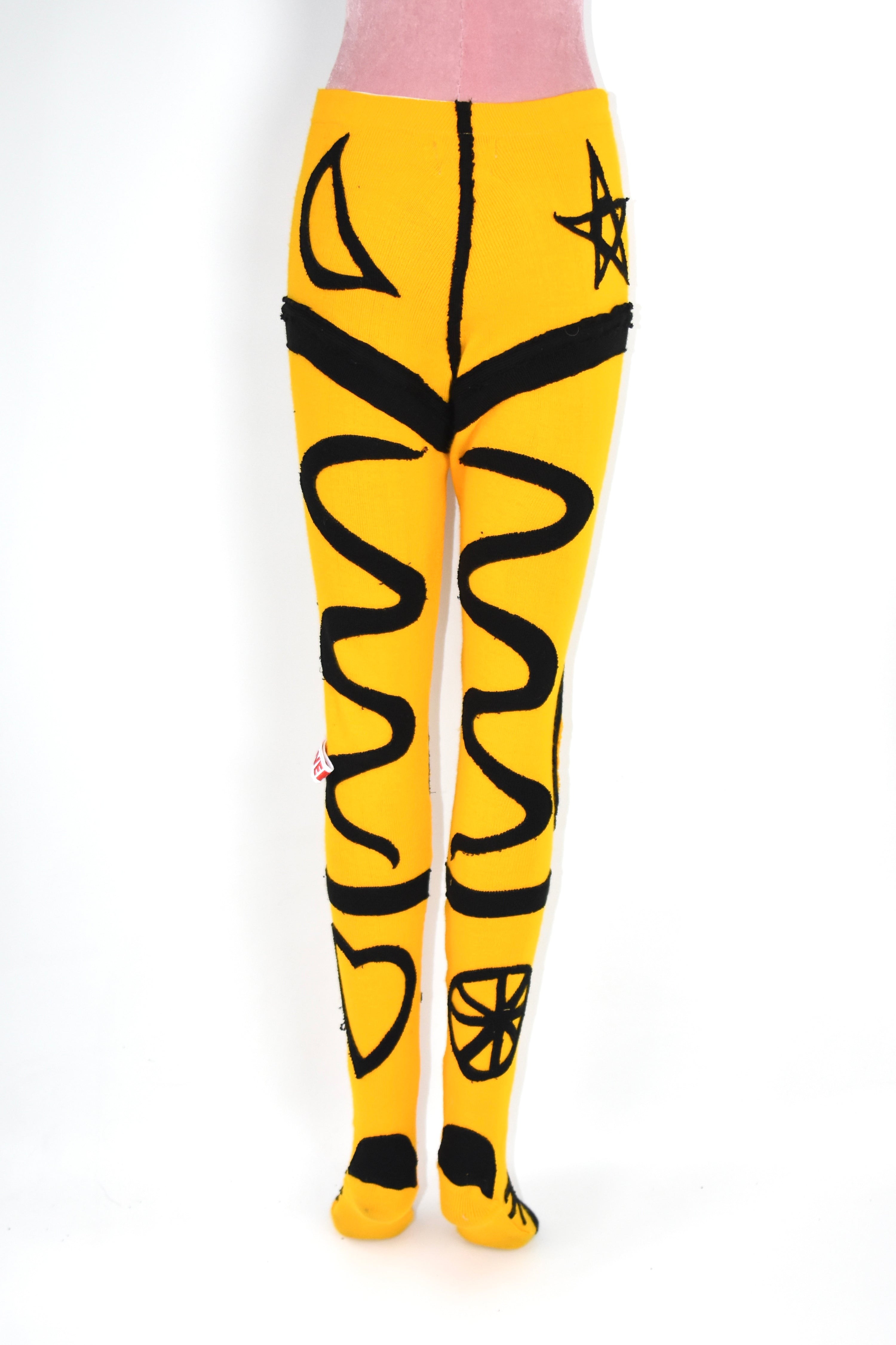 Charles Jeffrey Loverboy Yellow Symbolic Knit Bodystocking Leggings