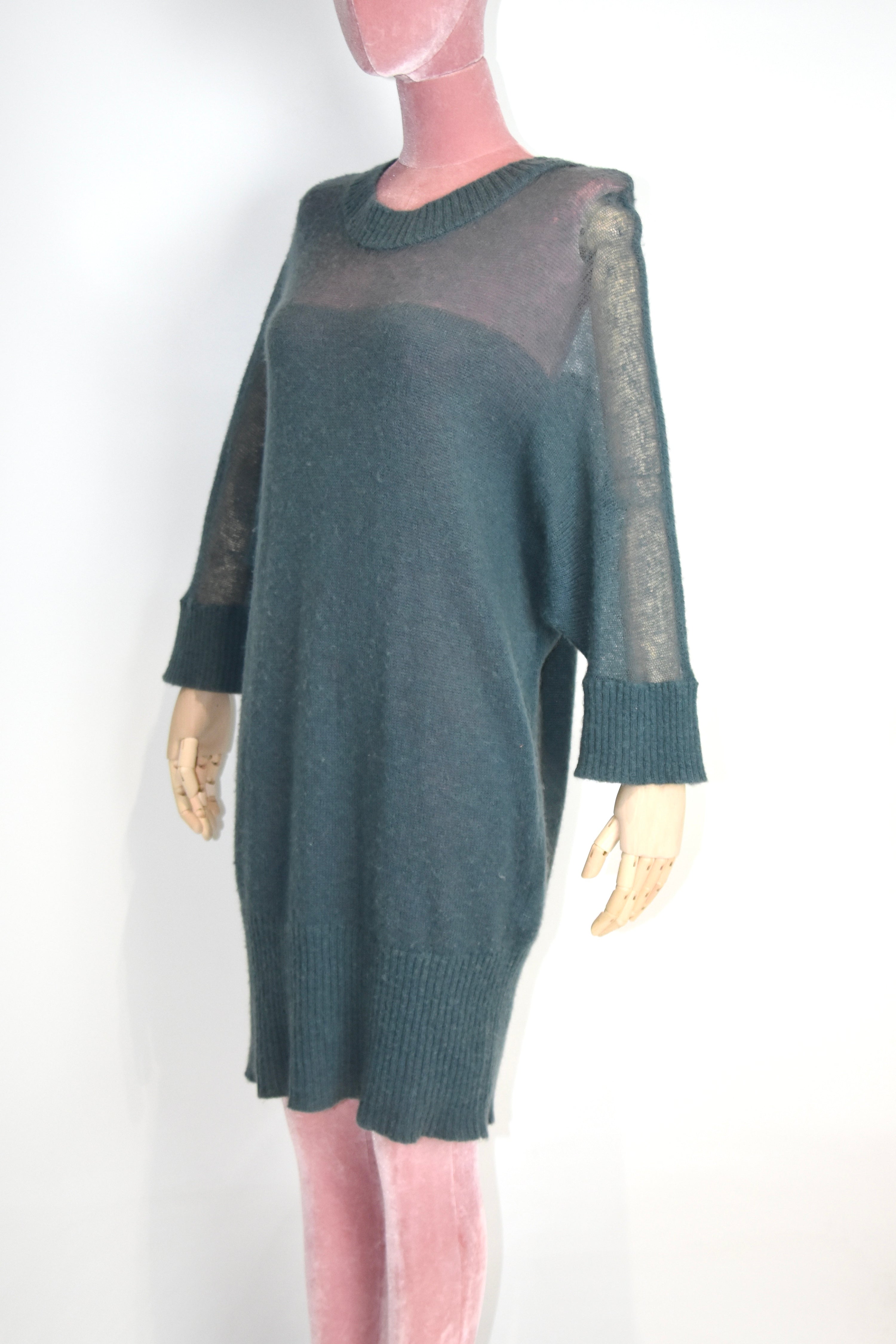 MM6 Draped Mist-Blue Knit Dress