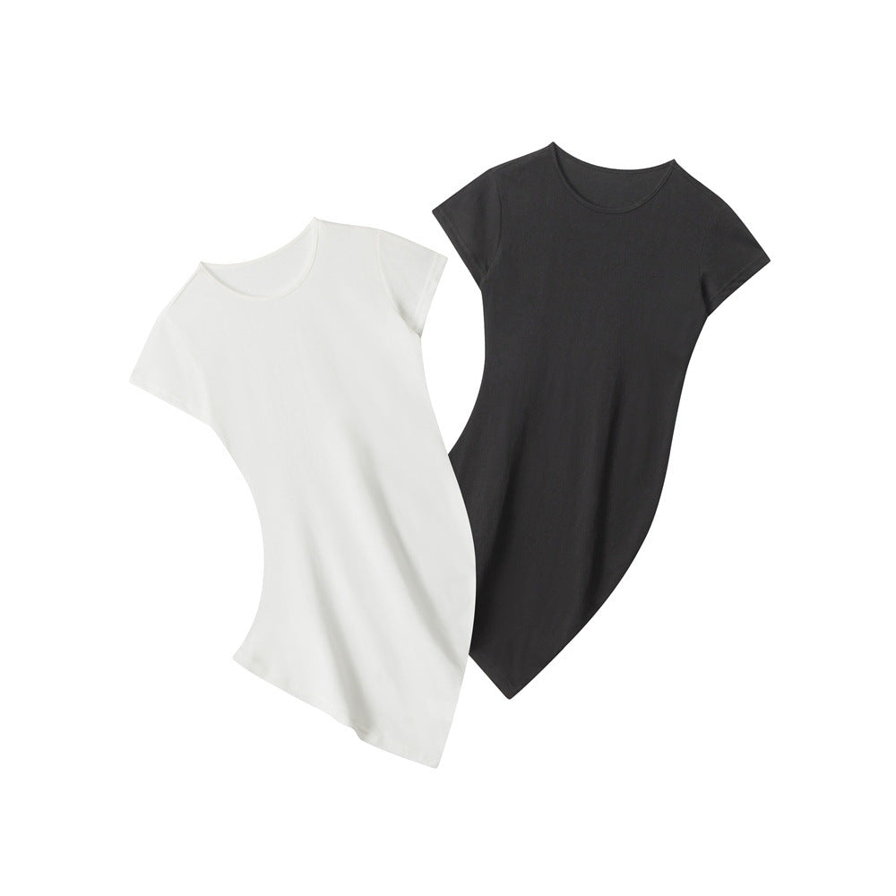 Slim Fit Bodycon Short Sleeve T Women's Solid Color Slim Fit Regular Shoulder Versatile Summer Base Shirt Top