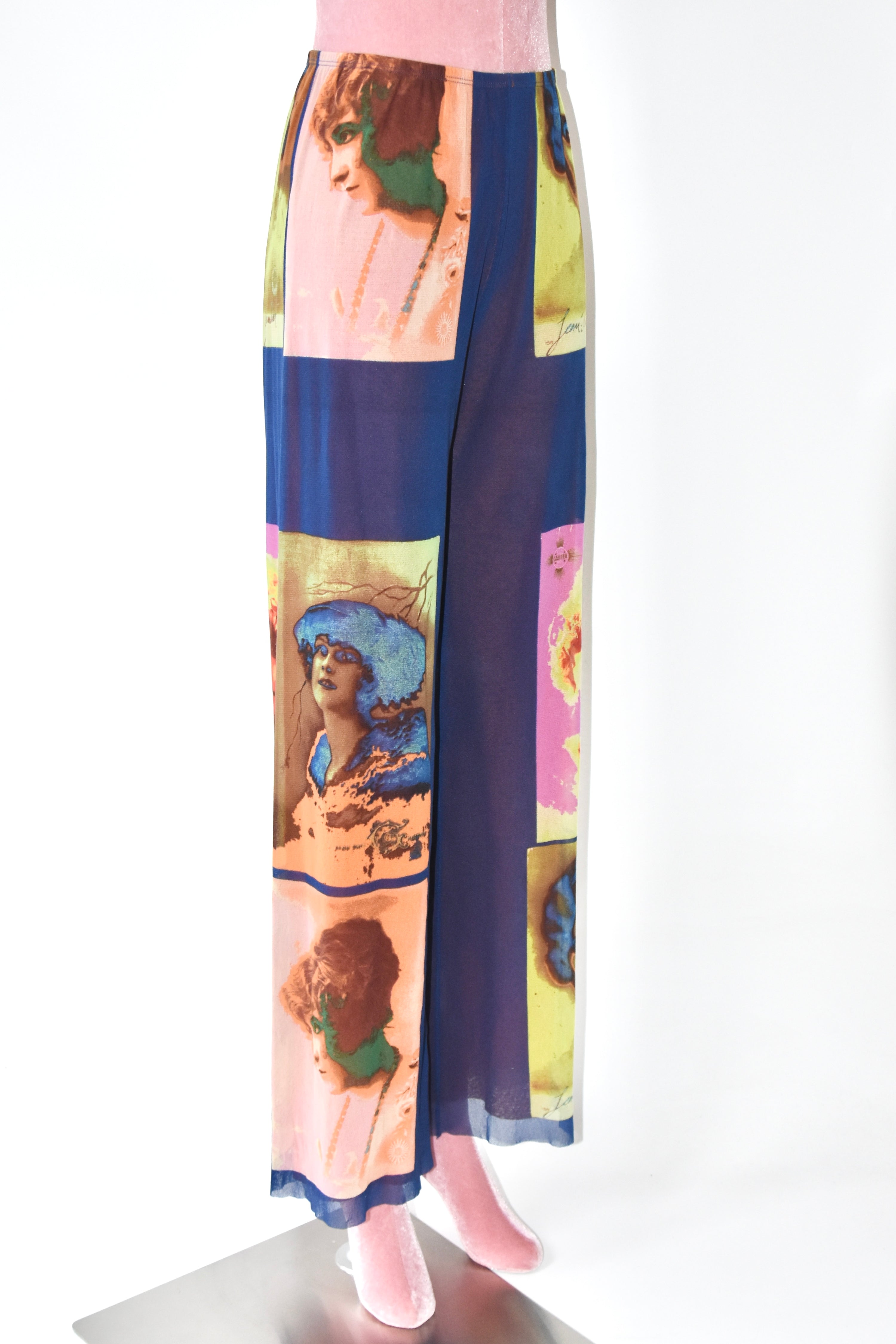 Jean Paul Gaultier S/S 2002 “Portrait Print” Mesh Trousers