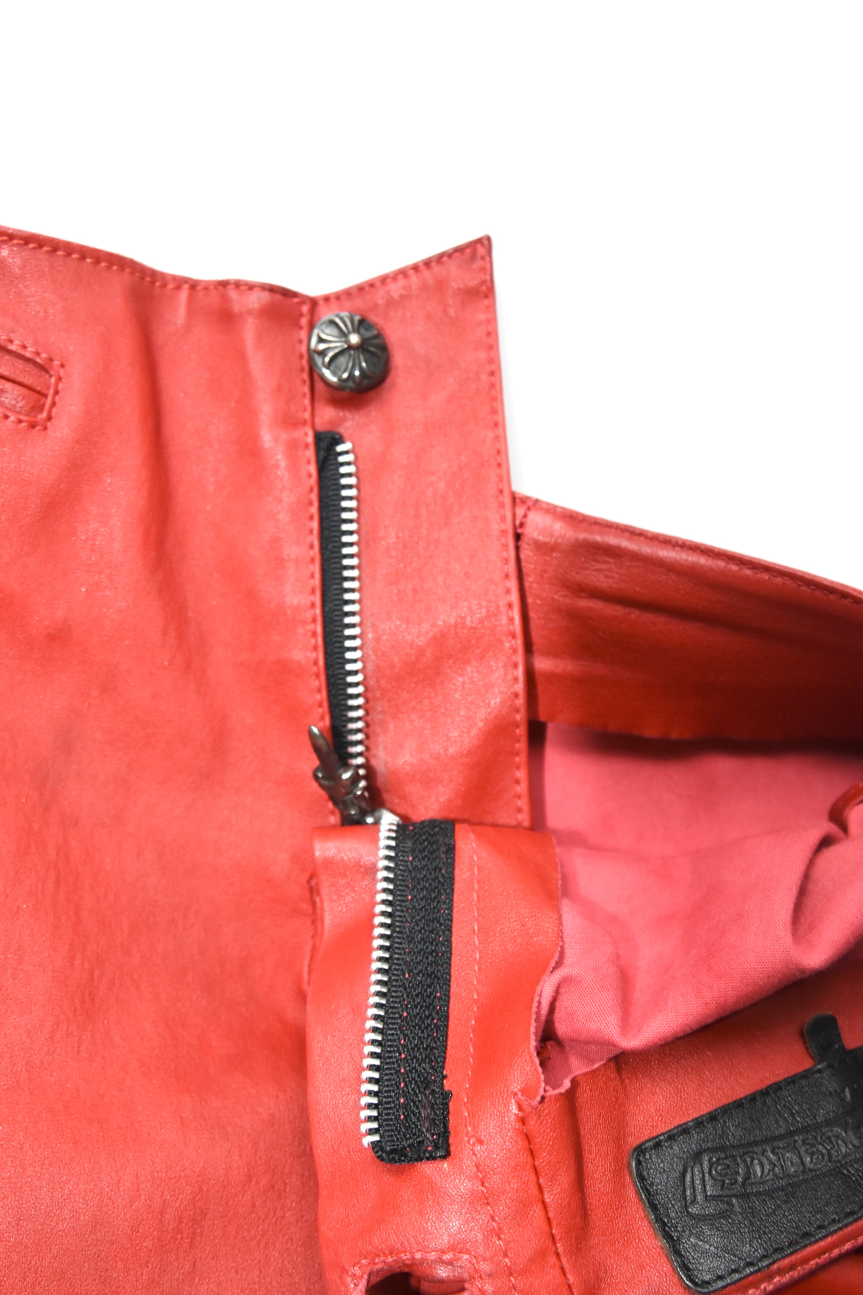 Chrome Hearts Ultra-Rare Red Full Leather Pants