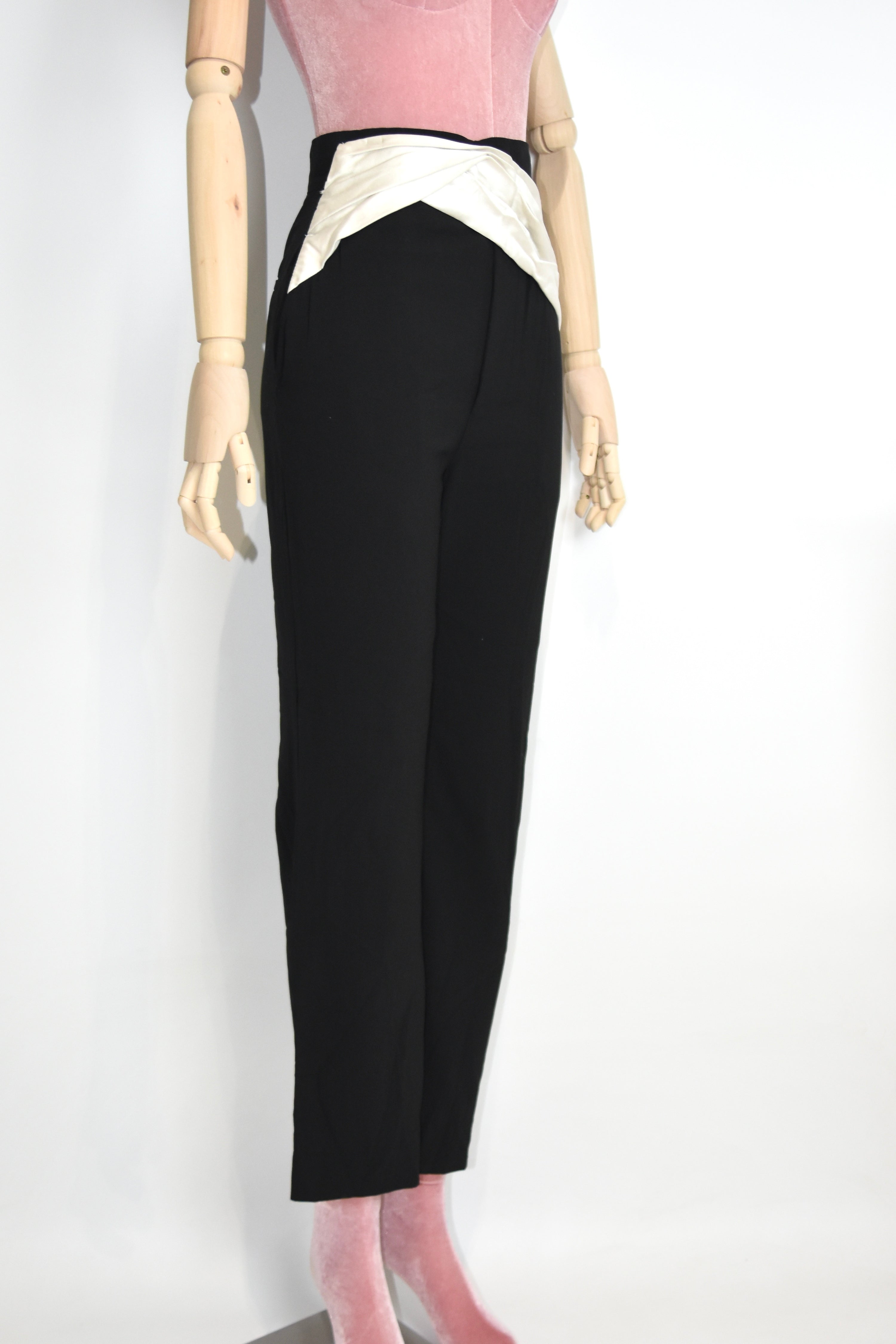 Haider Ackermann Draped Waist Tailored Black Trousers – Sculptural Avant-Garde Designer Pants