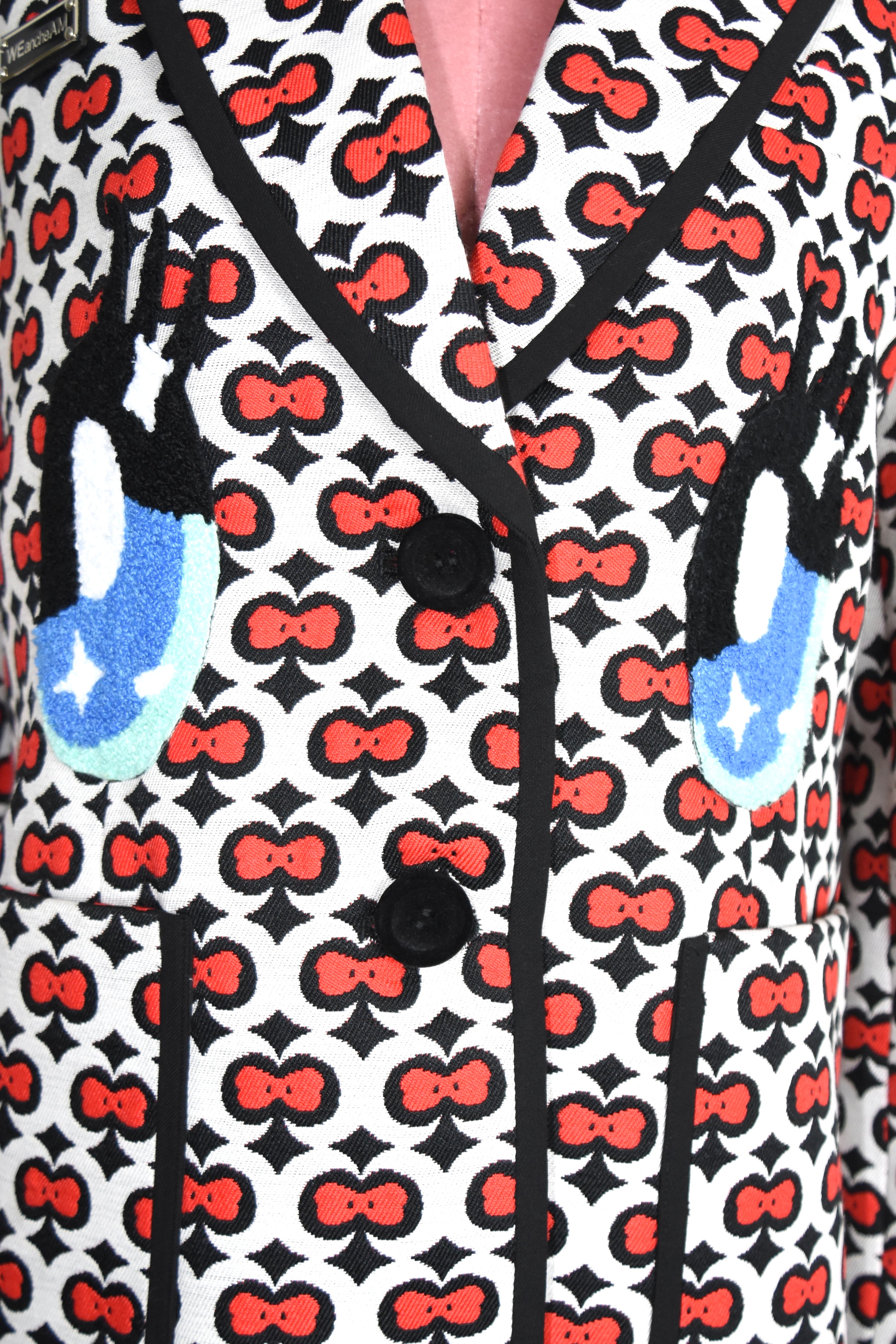 WE ANCHE AM “Build The Moon” Cartoon Eyes Embroidered Blazer – Graphic Pop Art Statement Jacket