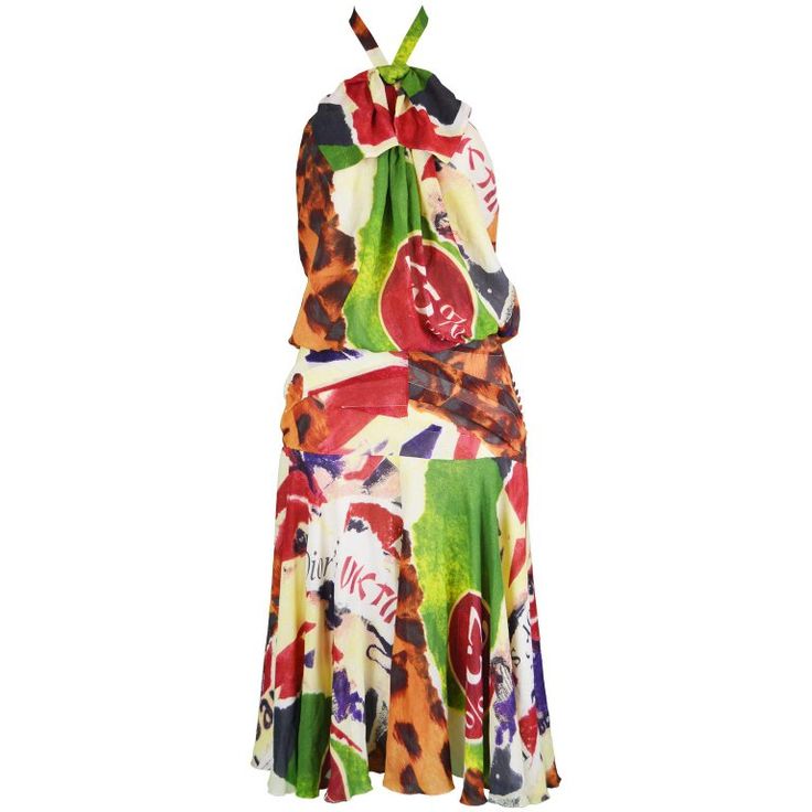 Christian Dior SS2003 “70% OFF” Abstract Print Bias-Cut Dress