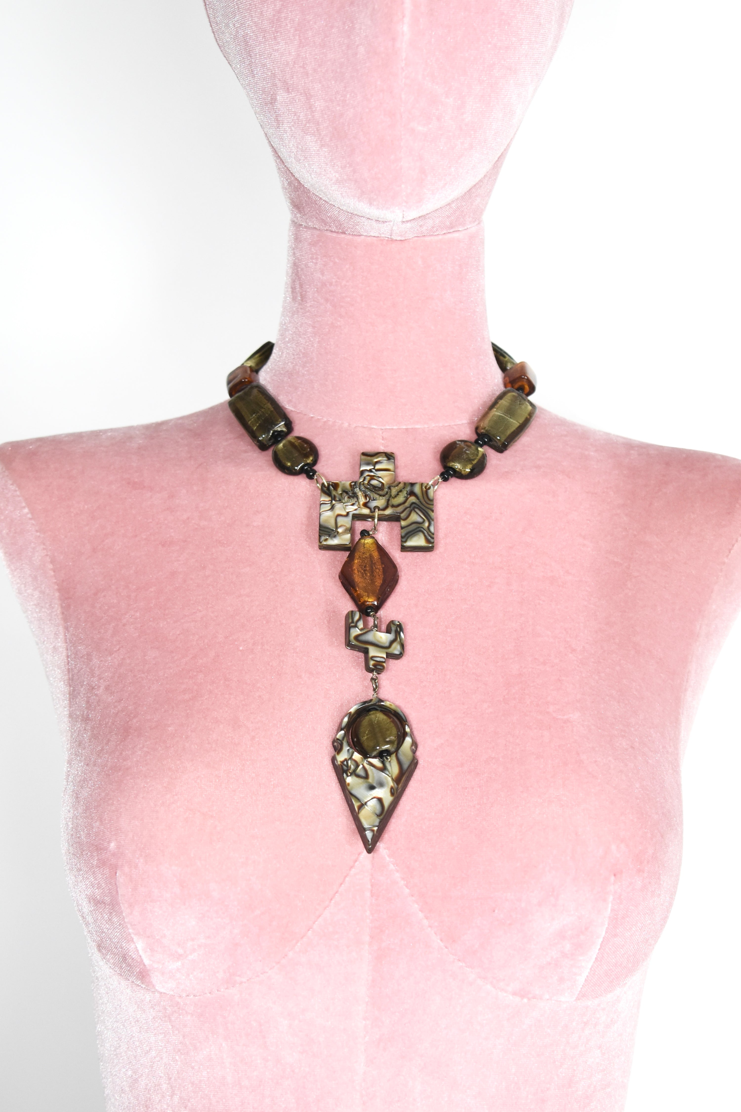 Jean Paul Gaultier Vintage Religious Shell Statement Necklace – Sculptural Cross Pendant Rare Archive Piece