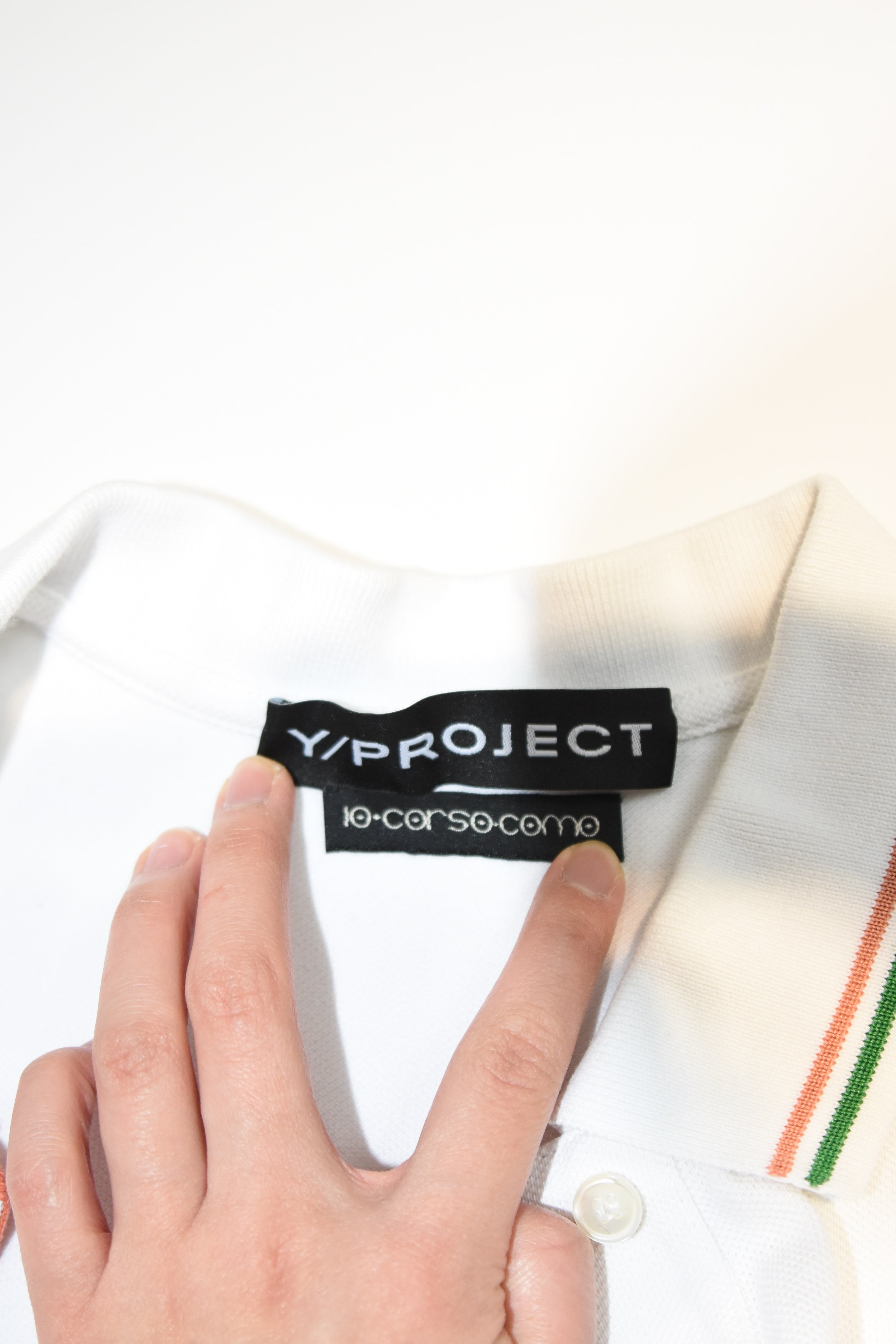 Y/Project Layered Collar Polo Bodysuit – Deconstructed White Cotton Design