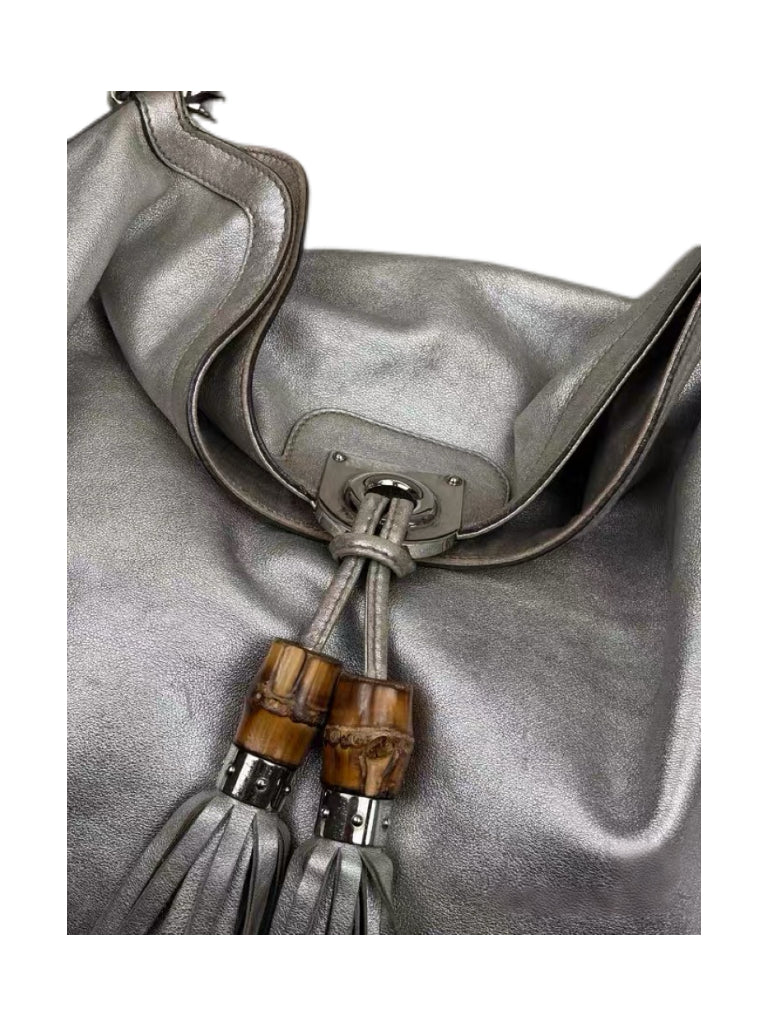 Gucci 2008 Spring/Summer Rare Metallic Fringe Leather Shoulder & Top Handle Bag