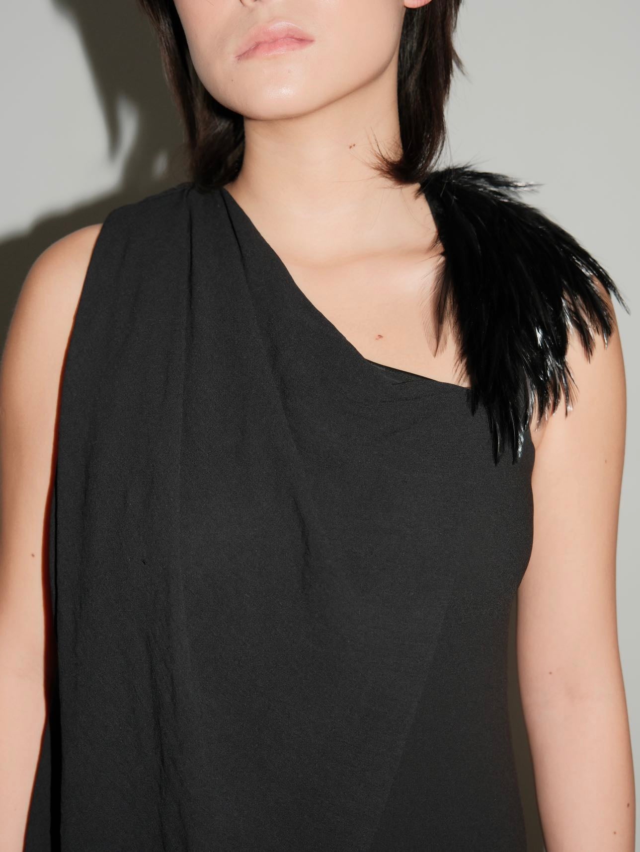 Helmut Lang Asymmetric Feather Dress