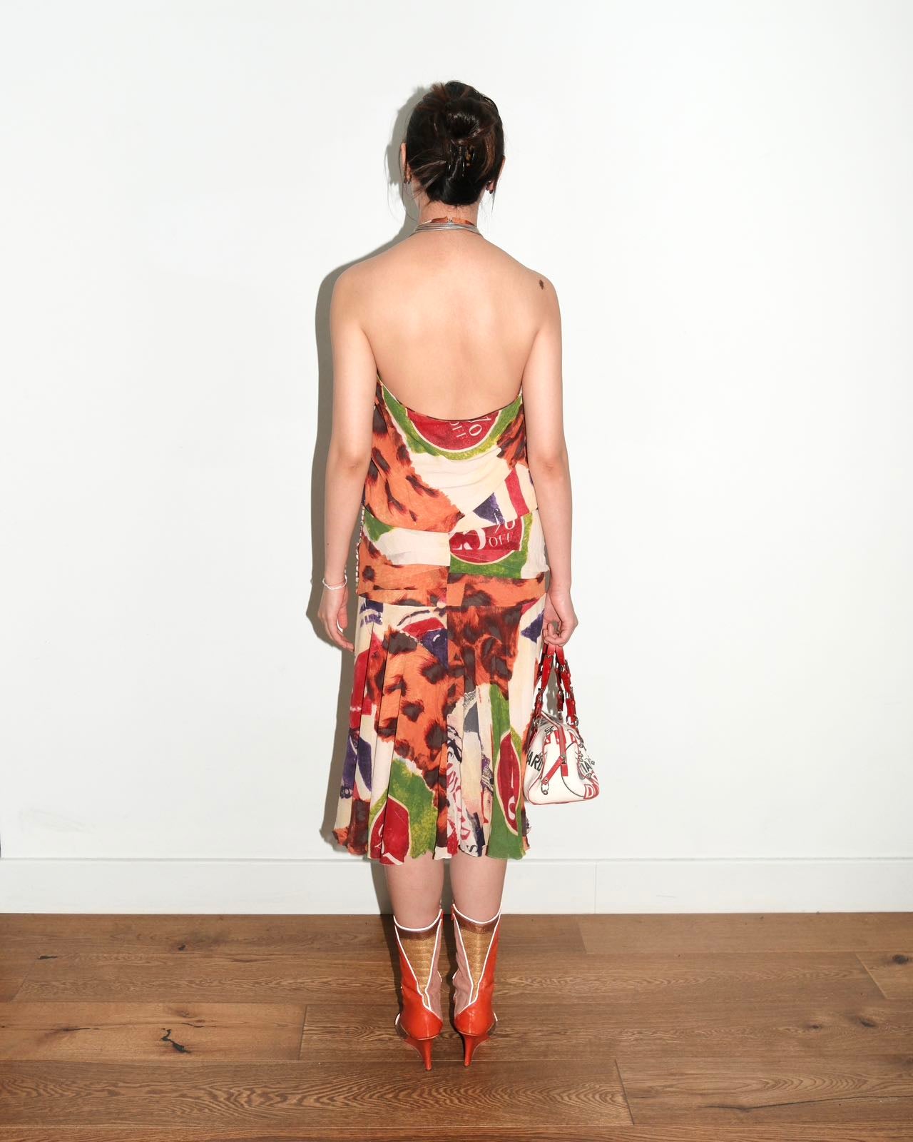 Christian Dior SS2003 “70% OFF” Abstract Print Bias-Cut Dress