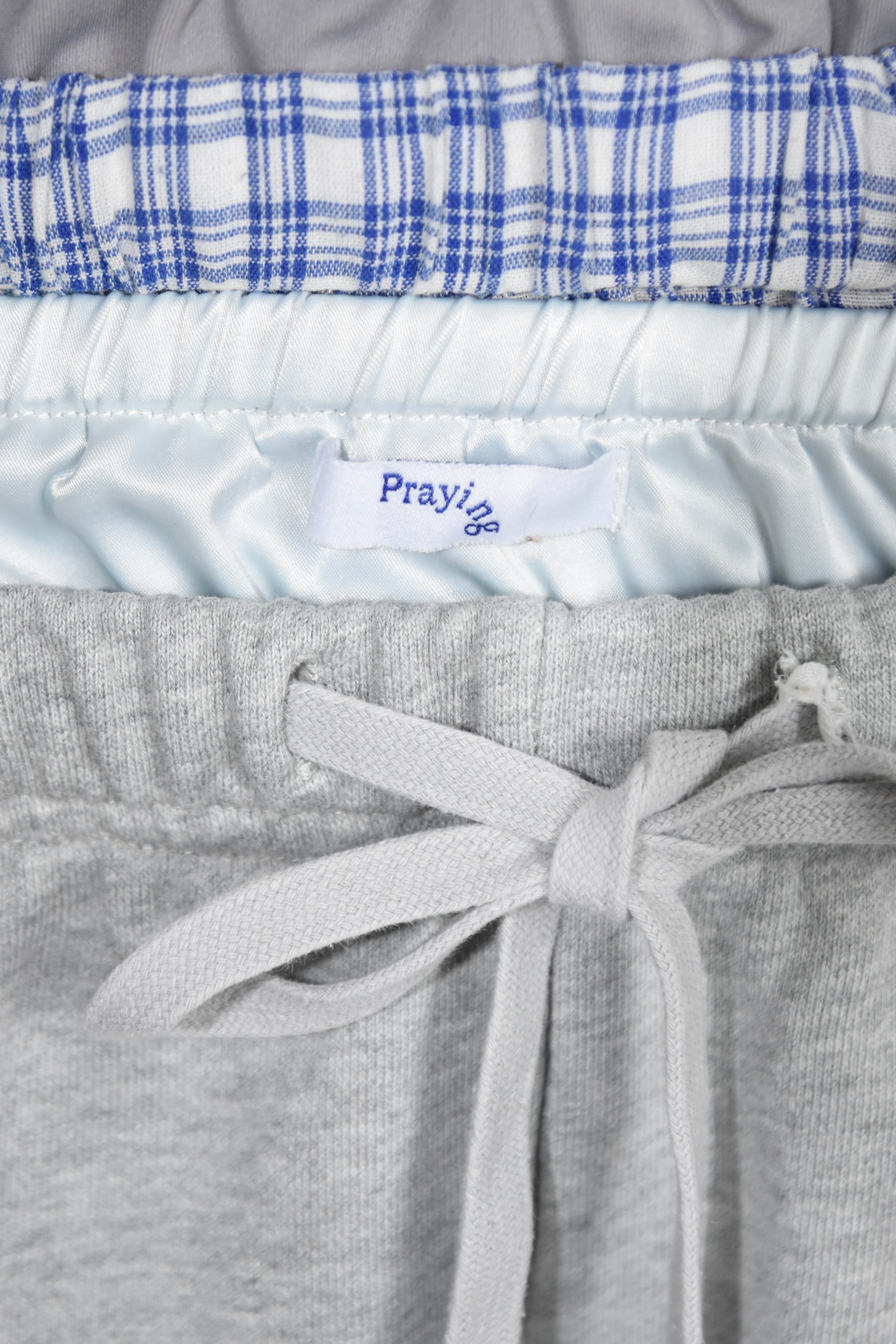 Praying Layered Waist Sweatpants – Triple Waistband Grey Cotton Joggers