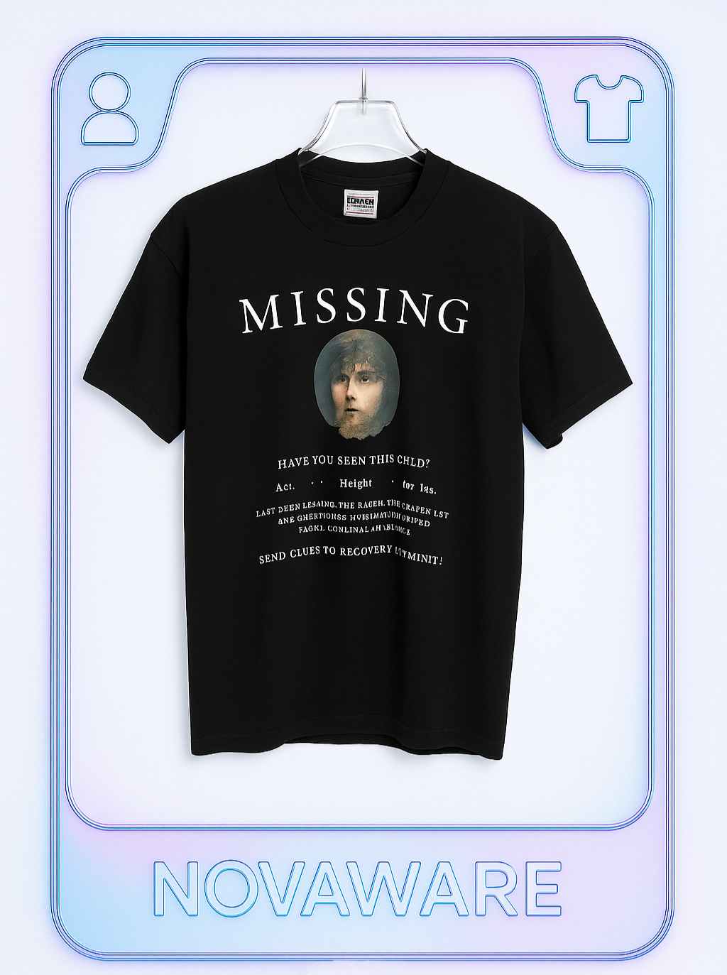 ih nom uh nit Paris “MISSING” Graphic Print Black T-Shirt Vintage Streetwear Tee