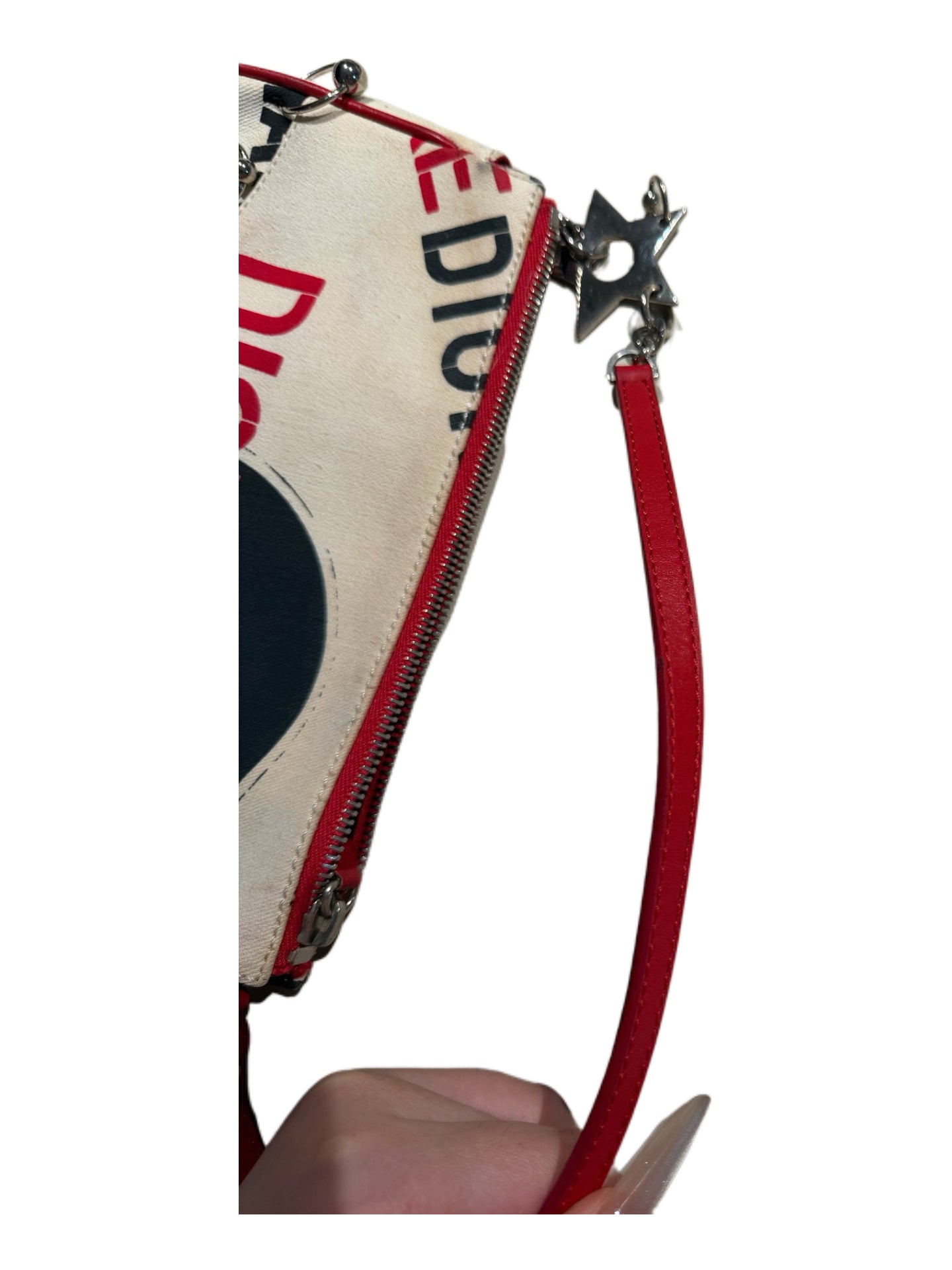 CHRISTIAN DIOR BY JOHN GALLIANO Omotesando Punk Saddle Bag with Silver Metal Rings & Star Charms