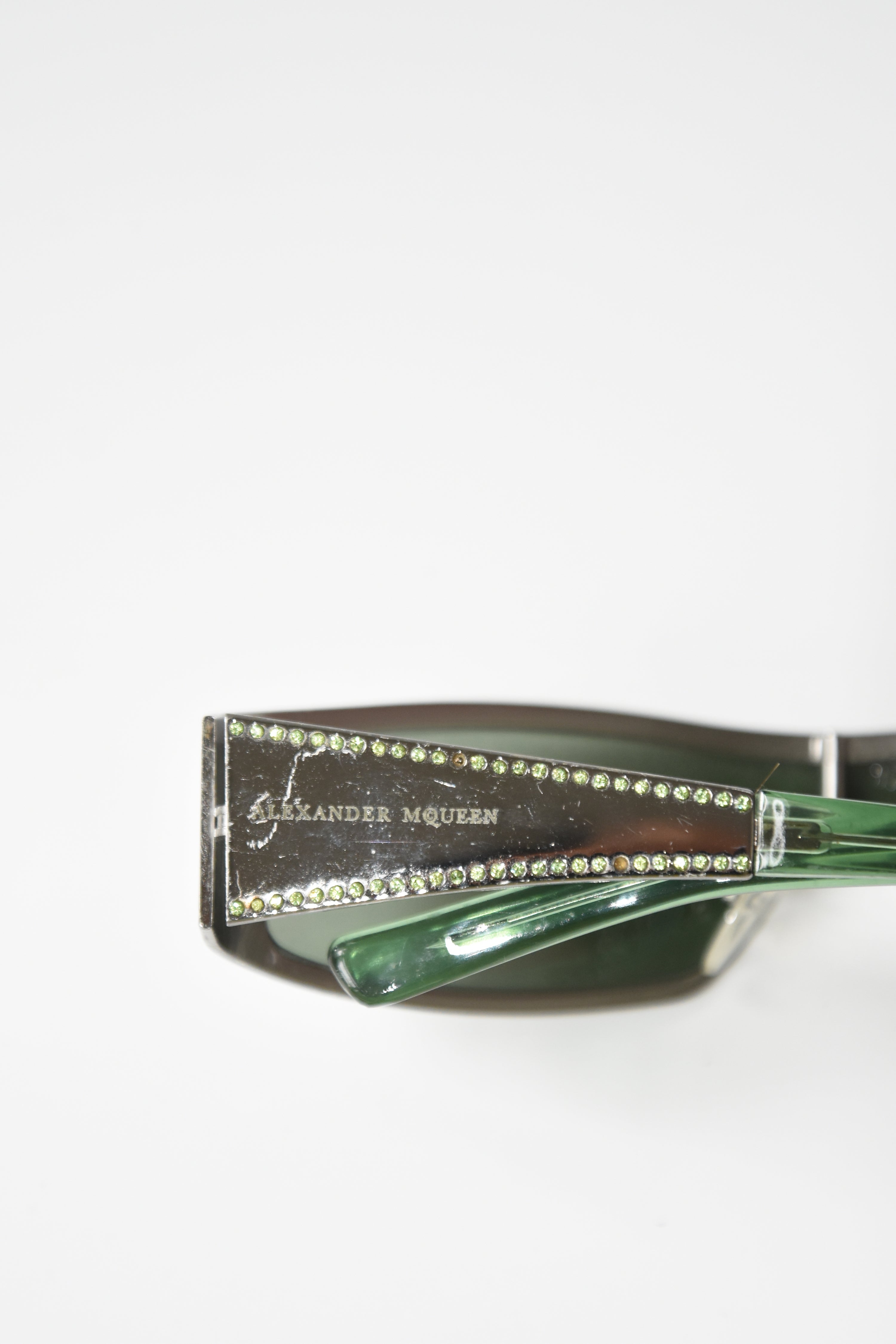 Alexander McQueen Holographic Crystal-Studded Visor Sunglasses