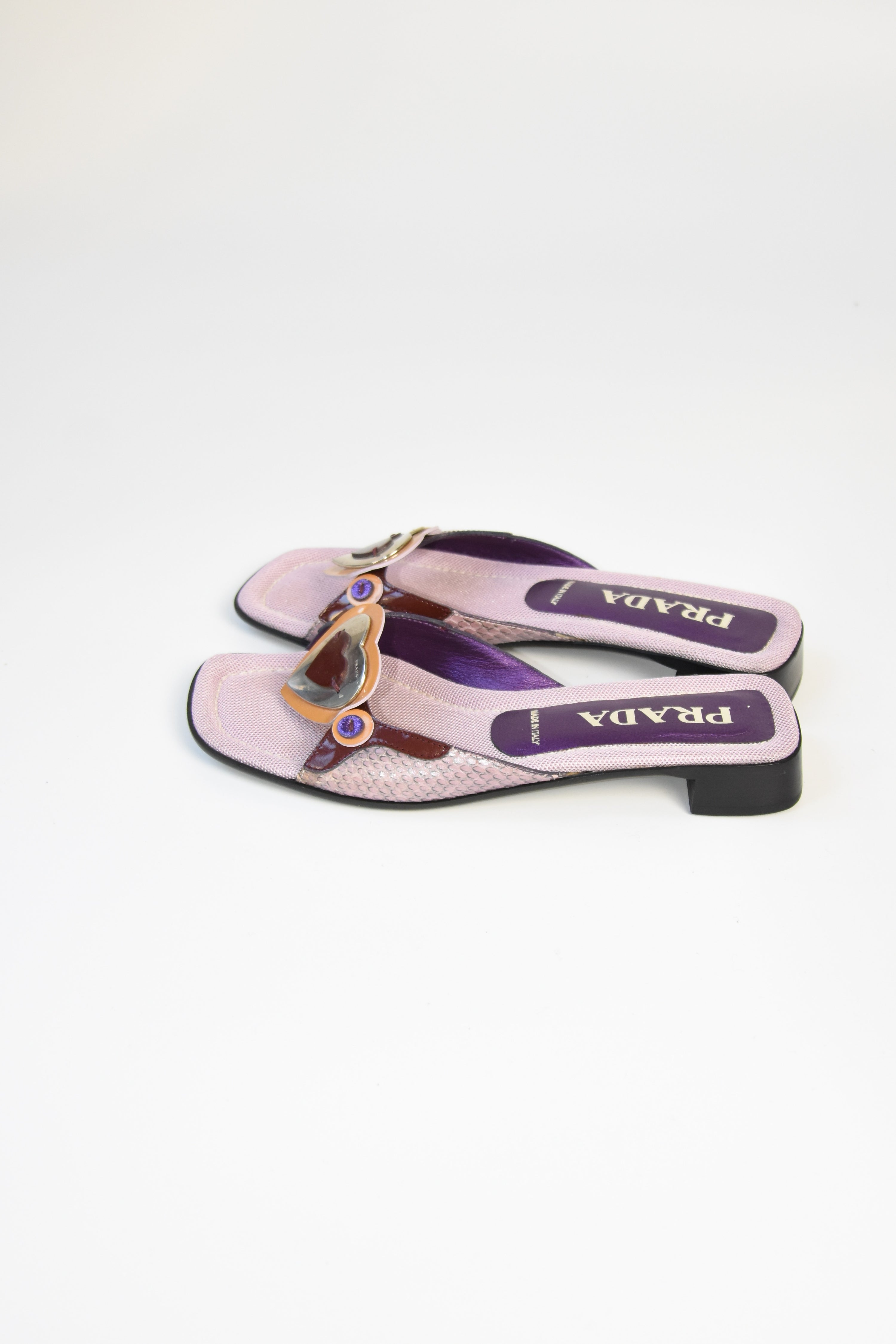 Prada Vintage Heart Icon Sandals in Purple