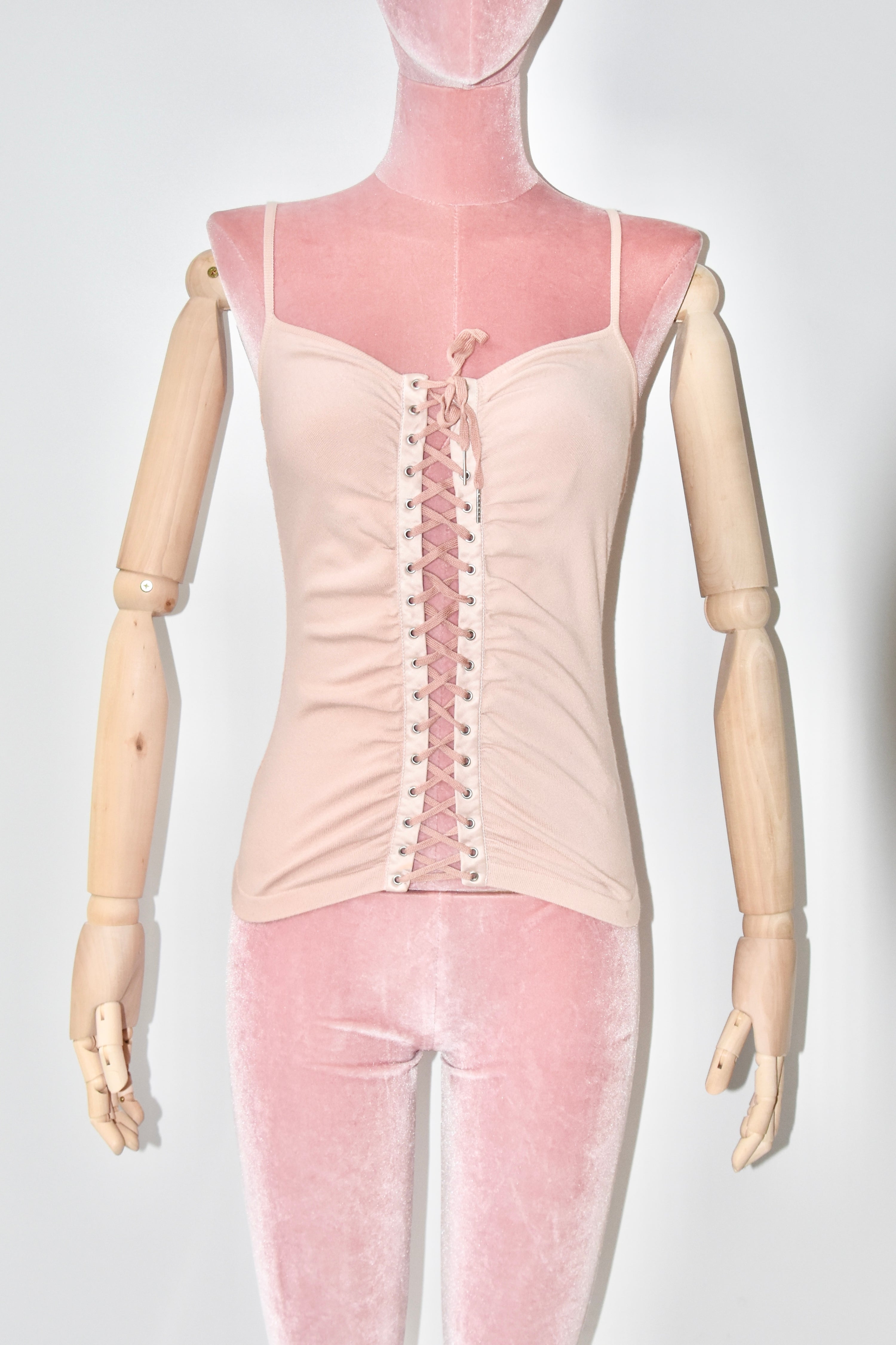 Dolce & Gabbana Lace-Up Corset-Front Jersey Top
