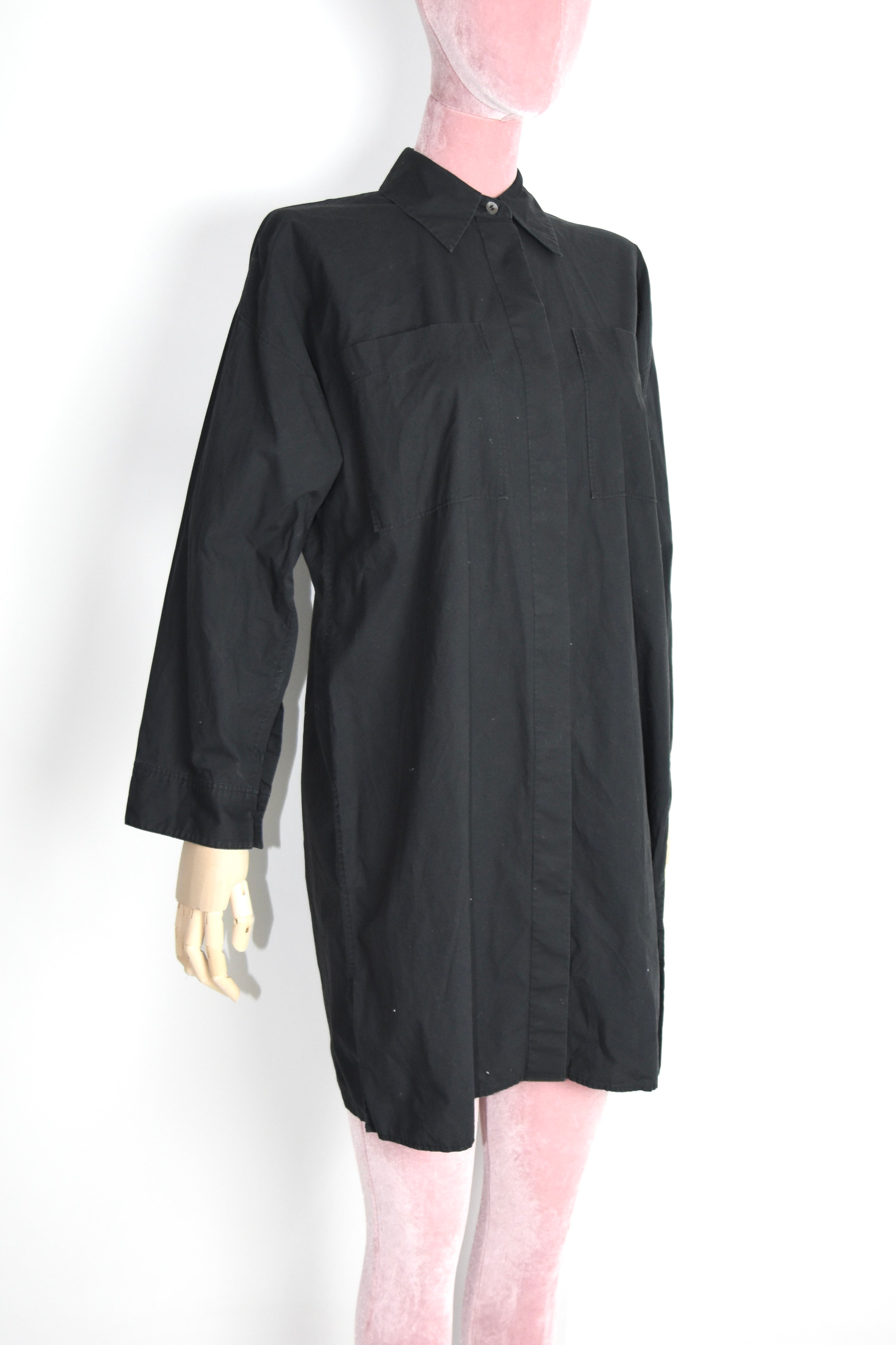 Acne Studios “JACUI POP” Black Long Cotton Shirt Dress – Minimalist Scandinavian Design (PSS18)
