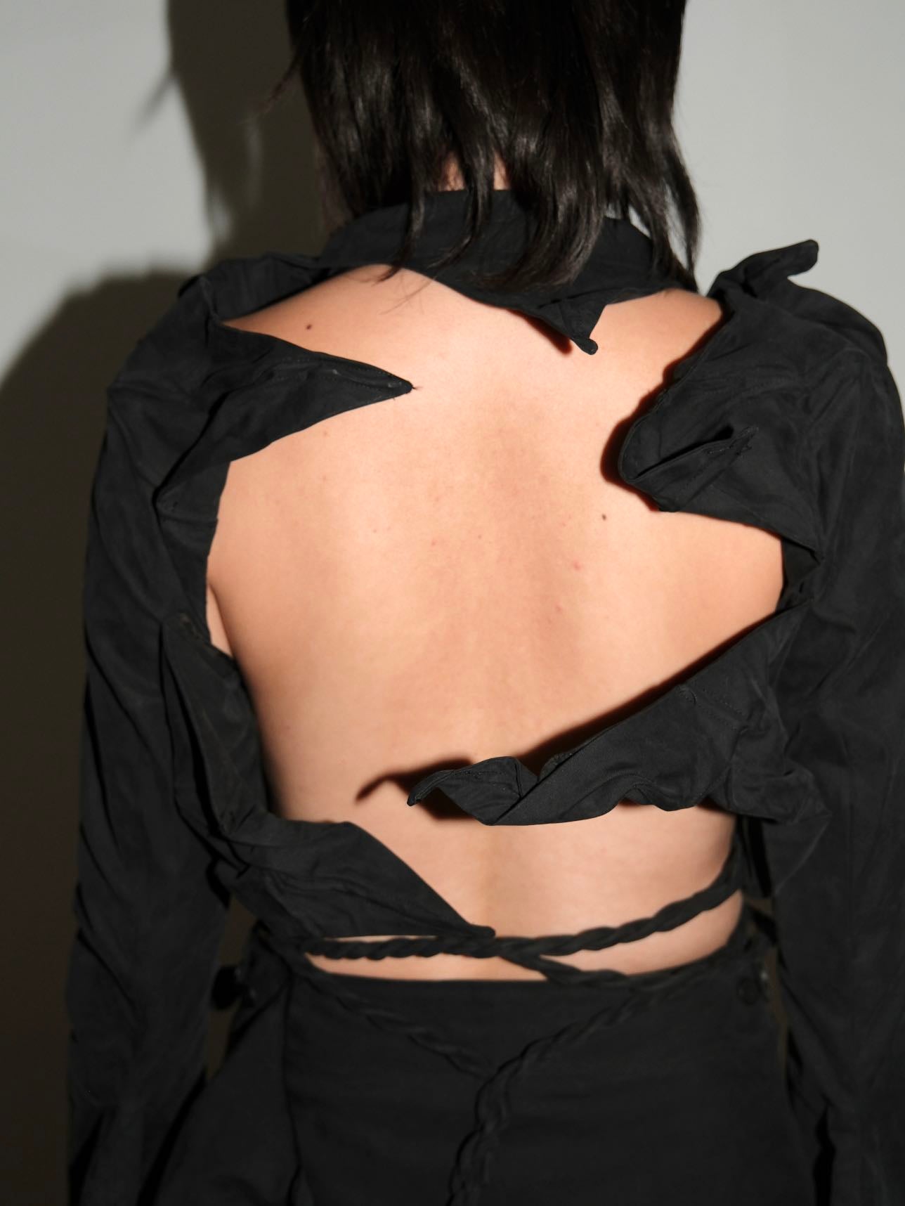 Yohji Yamamoto Origami-Collar Vest with Twisted Cord Belt