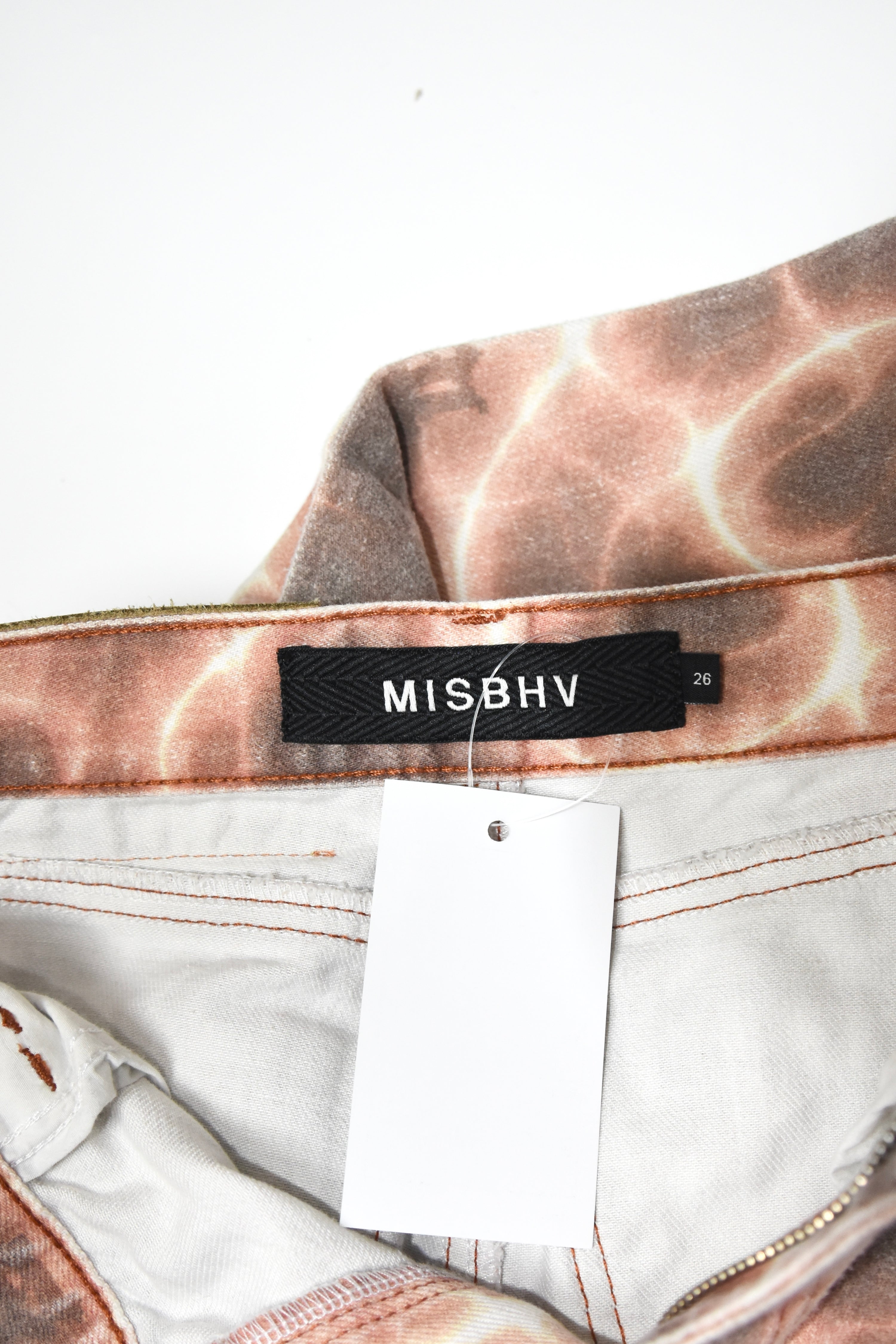 MISBHV Pool Ripple Digital Print Denim – Archive Orange/Beige Straight Fit, Size 26 (Almost New)