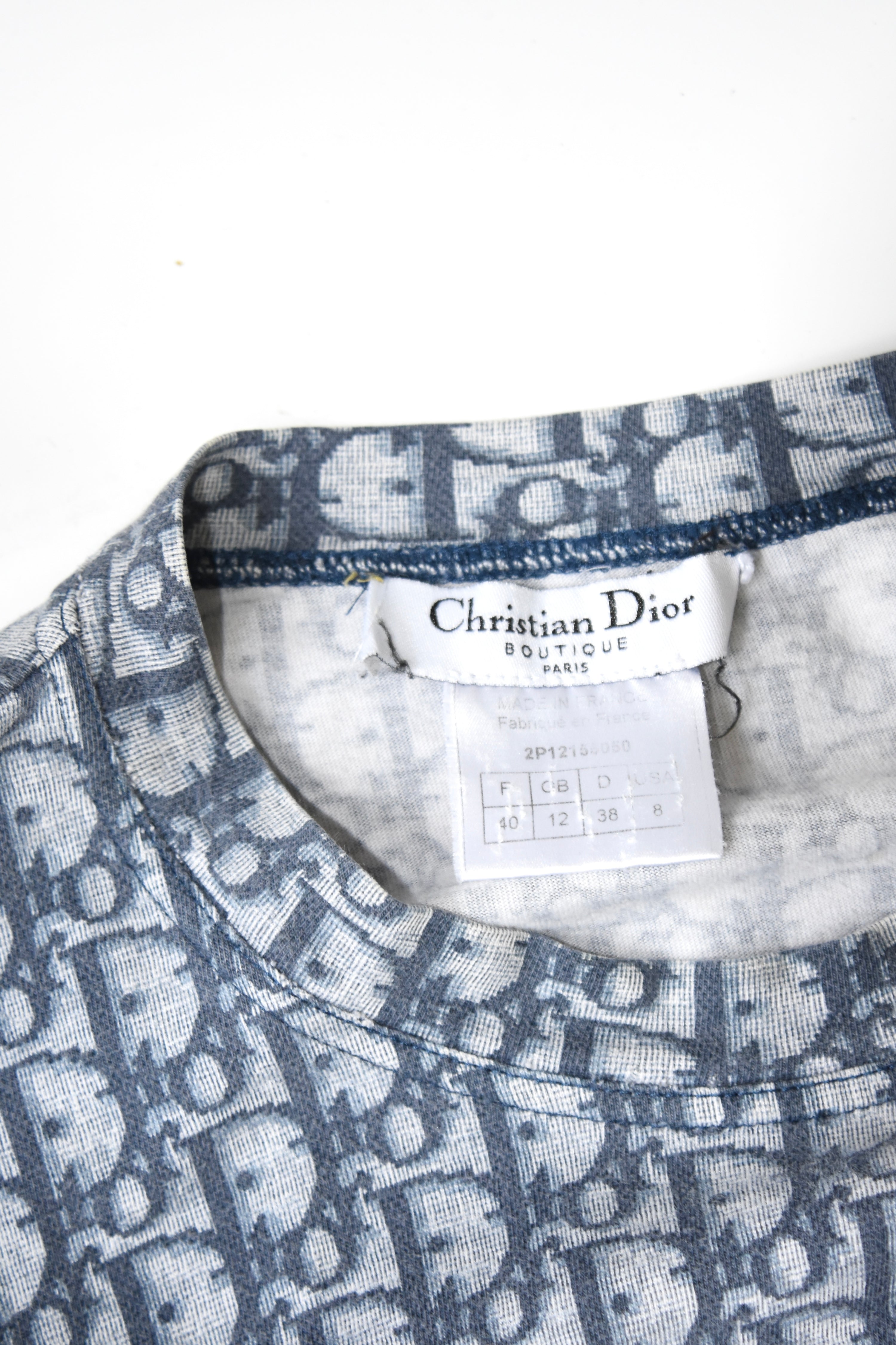 Christian Dior by John Galliano Blue Monogram Baby Tee (Y2K Boutique Oblique Icon)