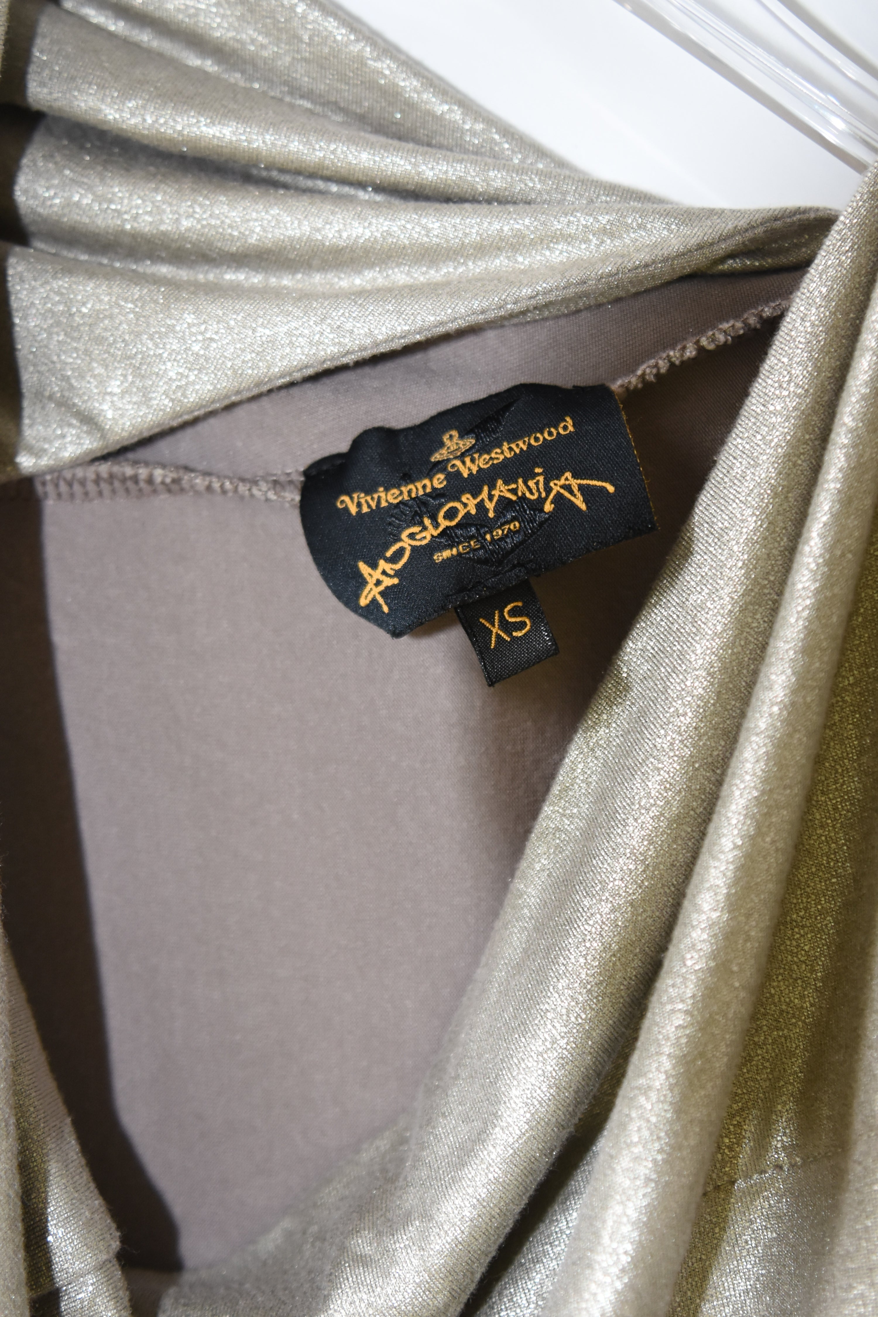 Vivienne Westwood Anglomania Draped Metallic Gold Asymmetric Dress – Italian Made Sculptural Archive Piece