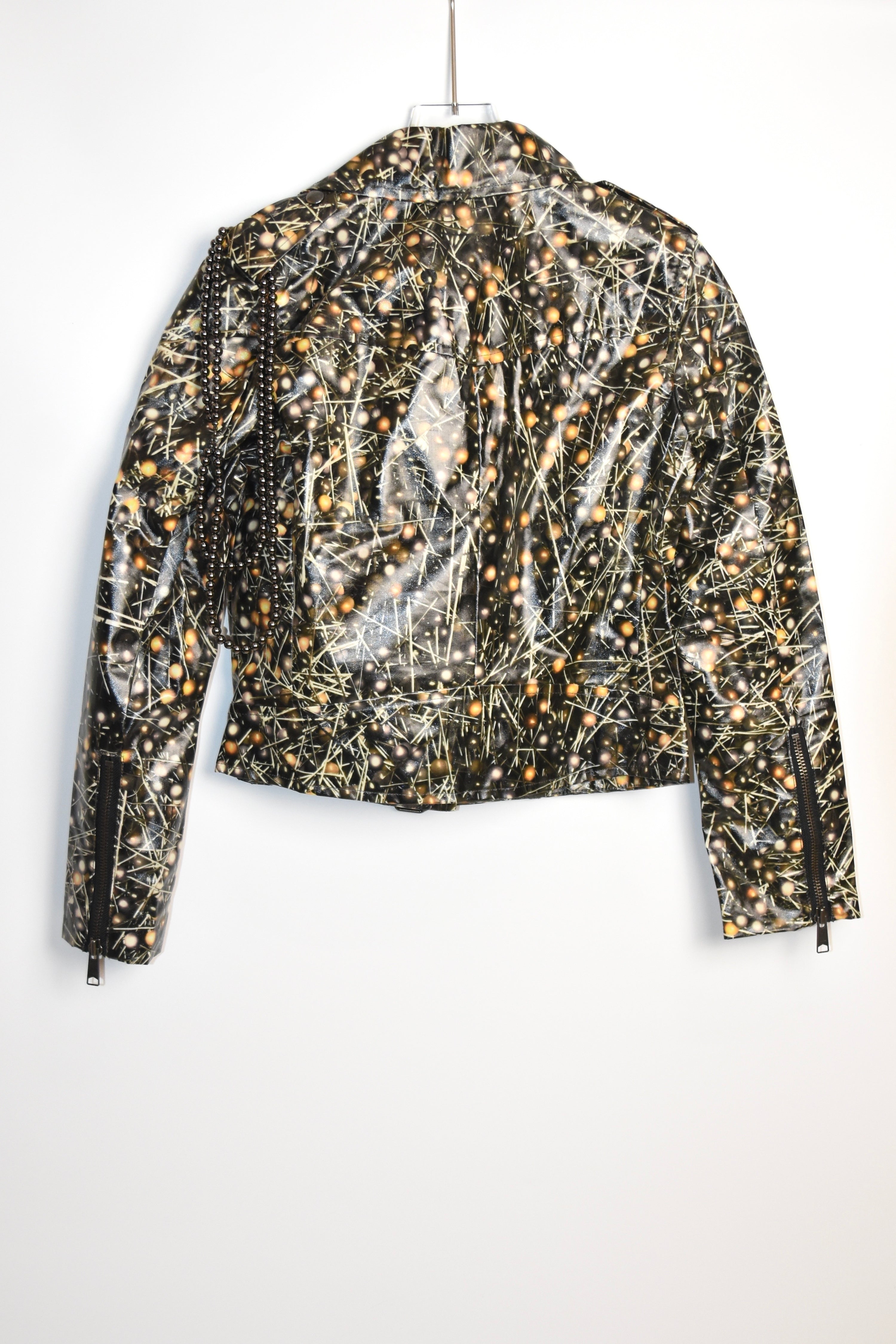Jean Paul Gaultier for Sept Premières “Abstract Atomic Print” Moto Jacket – Women’s Size 38 (Brand New)