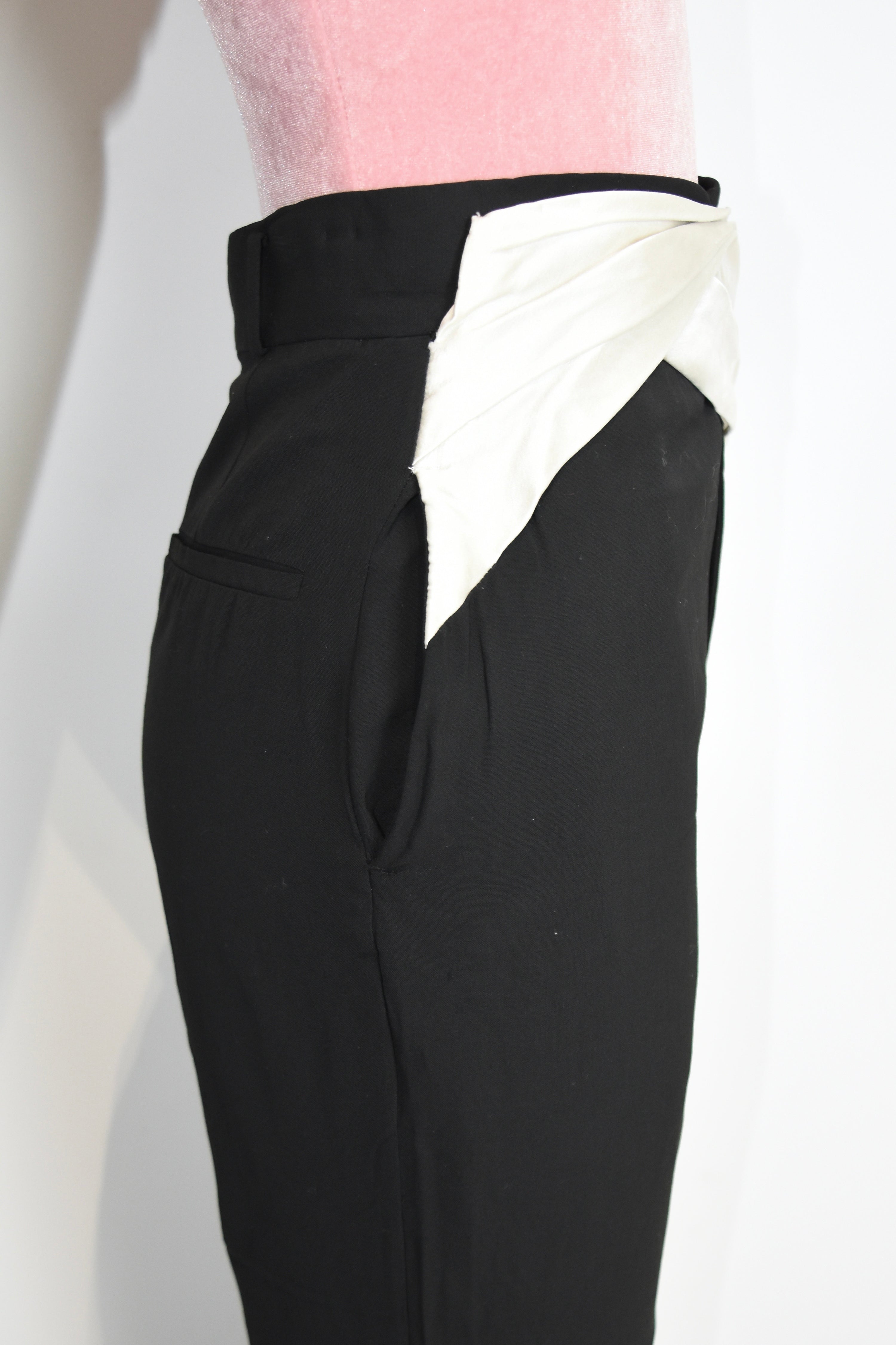 Haider Ackermann Draped Waist Tailored Black Trousers – Sculptural Avant-Garde Designer Pants