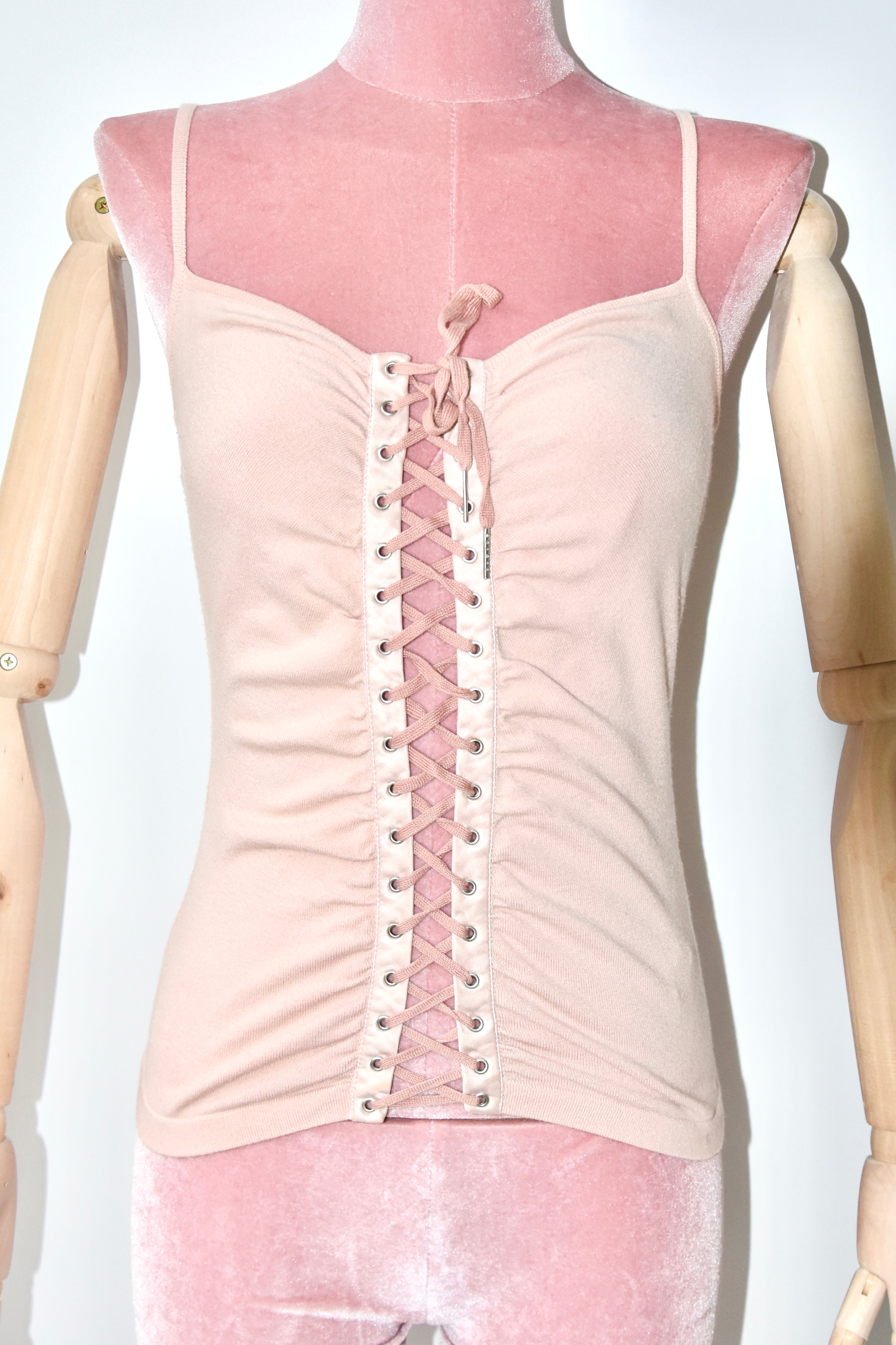Dolce & Gabbana Lace-Up Corset-Front Jersey Top