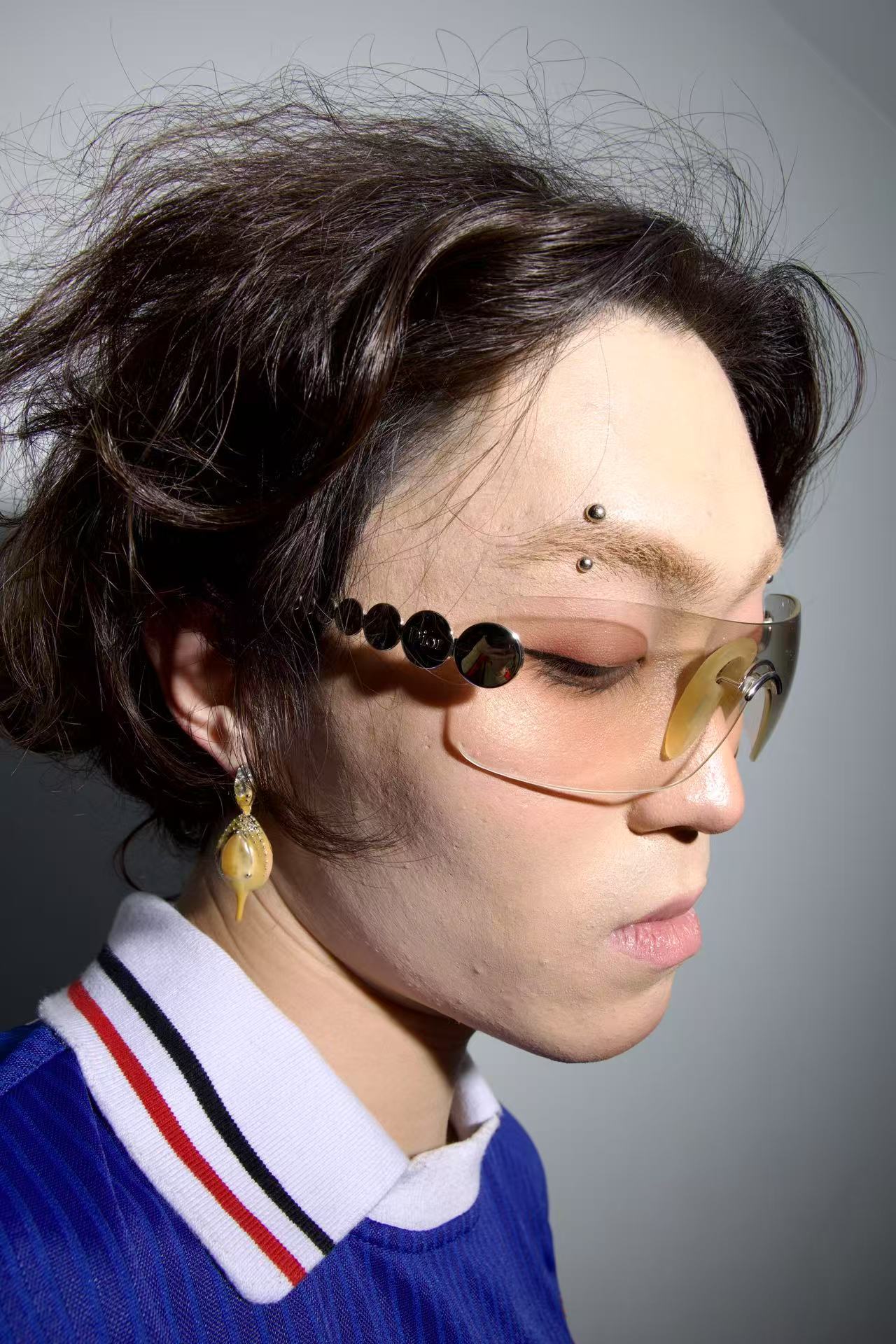 Dior Reflective Silver Y2K Visor Sunglasses