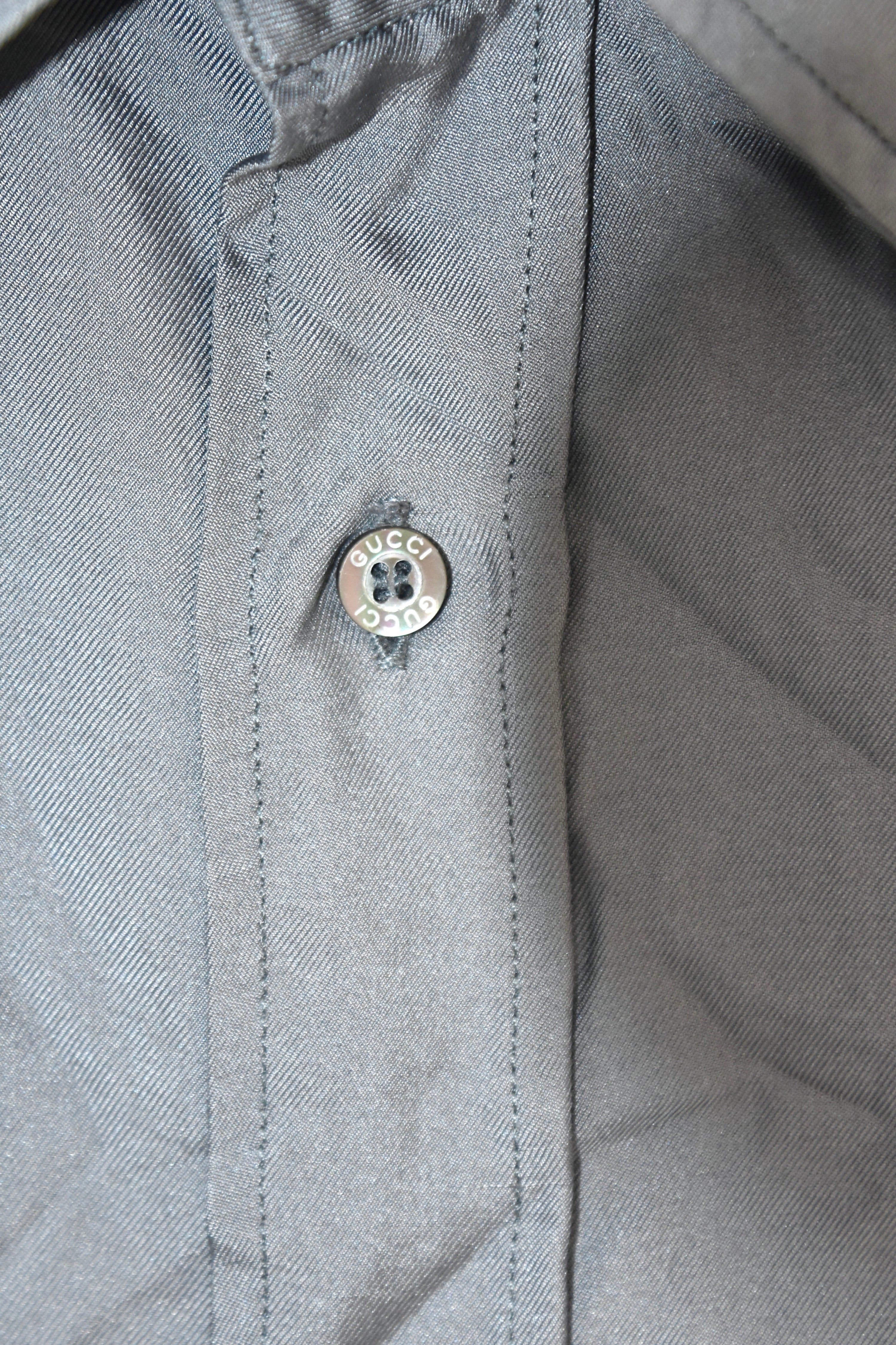 Gucci by Tom Ford 1990s–Early 2000s Grey Silk Tailored Shirt – Archive Minimalist Runway Era Piece